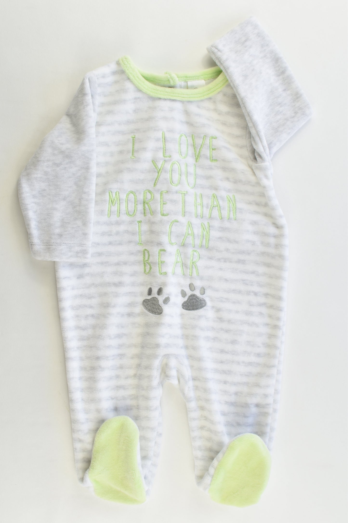 NEW C&A Size 000 (62 cm) "I Love You More Than I Can Bear" Velour Romper