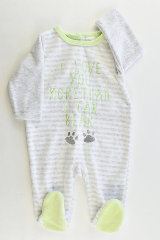 NEW C&A Size 000 (62 cm) "I Love You More Than I Can Bear" Velour Romper