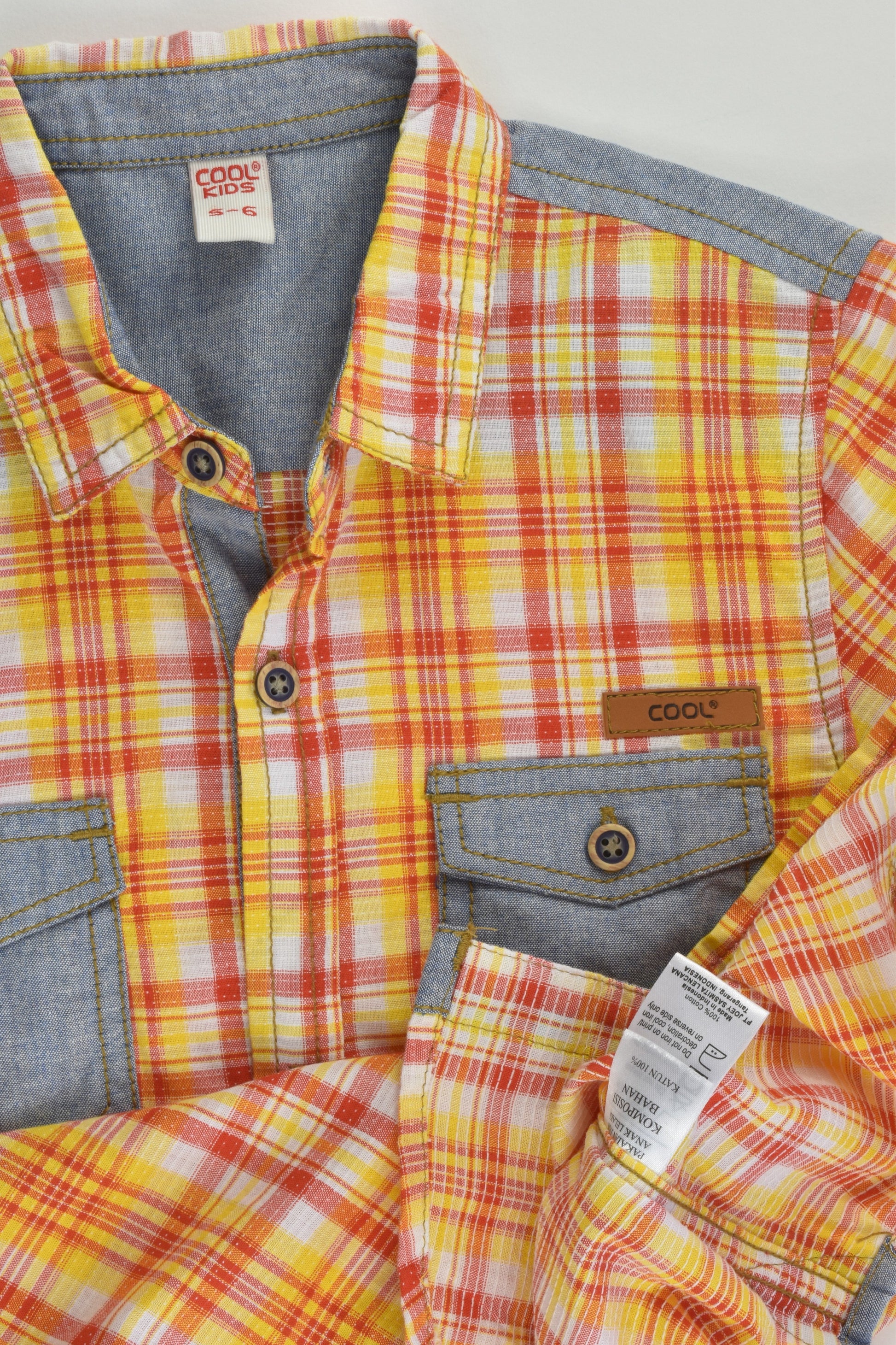 NEW Cool Kids Size 5-6 Checked/Denim Shirt