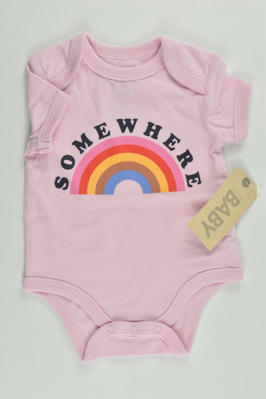 NEW Cotton On Baby Size 0000 'Somewhere' Rainbow Bodysuit