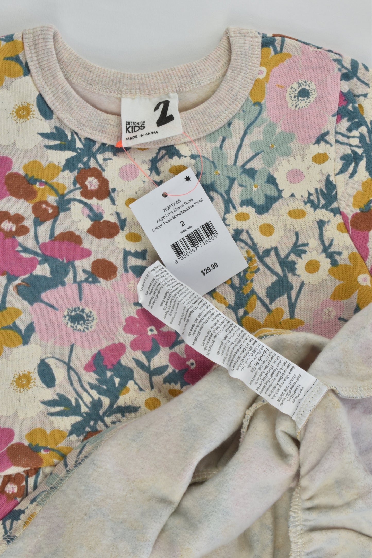 NEW Cotton On Kids Size 2 Floral Sweater Dress