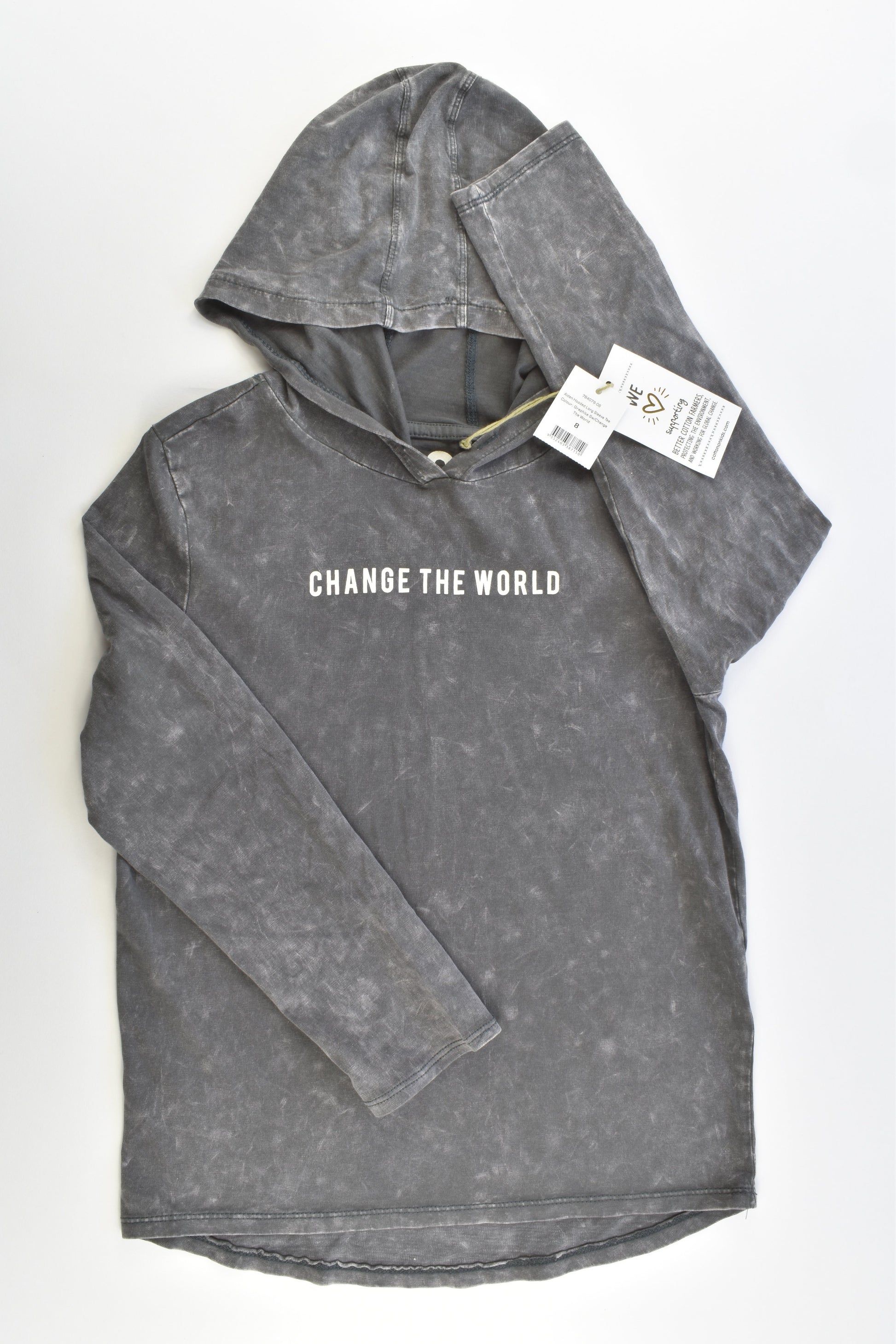 NEW Cotton On Kids Size 8 'Change The World' Hooded Top