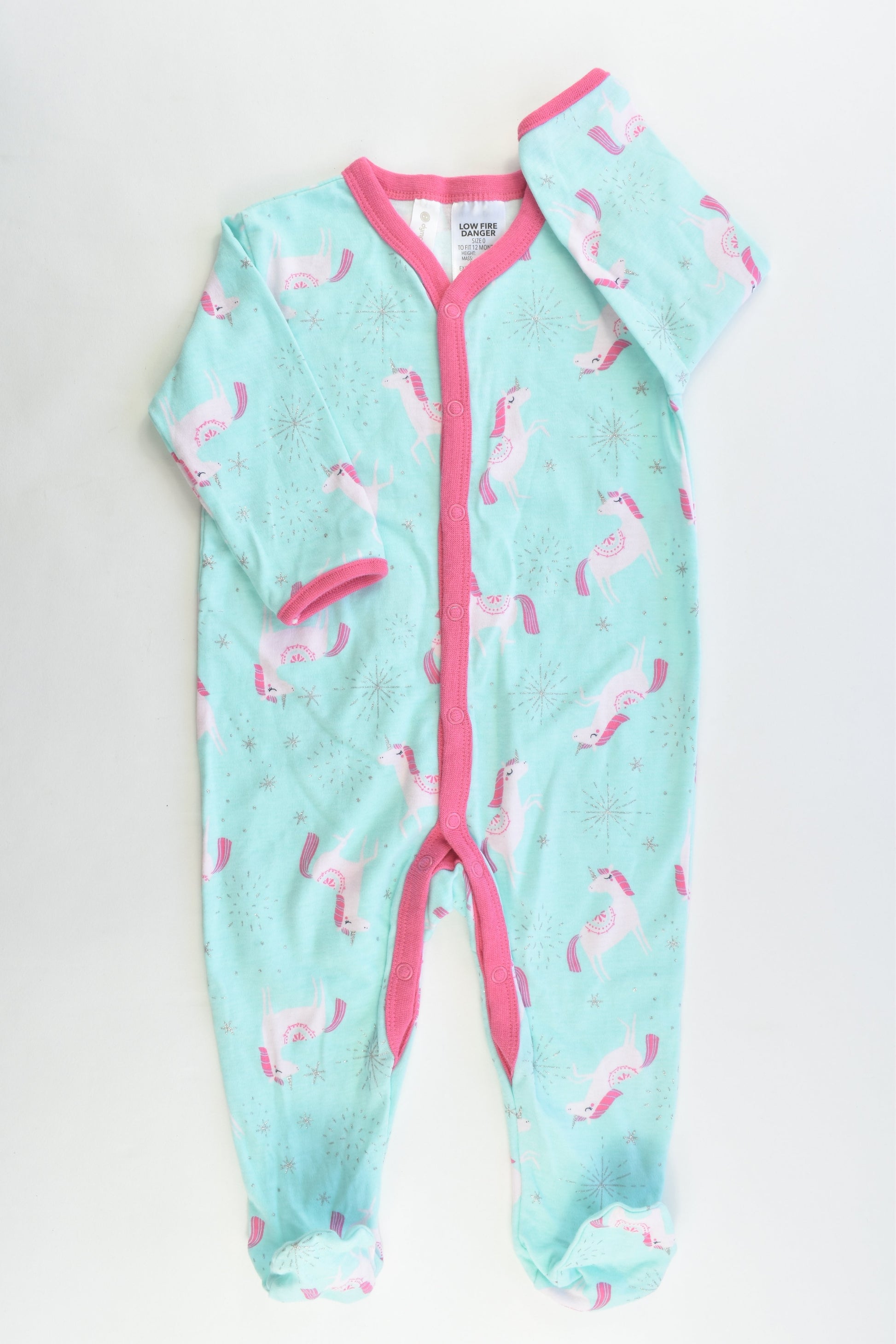 NEW Dymples Size 0 (12 months) Footed Unicorn Romper