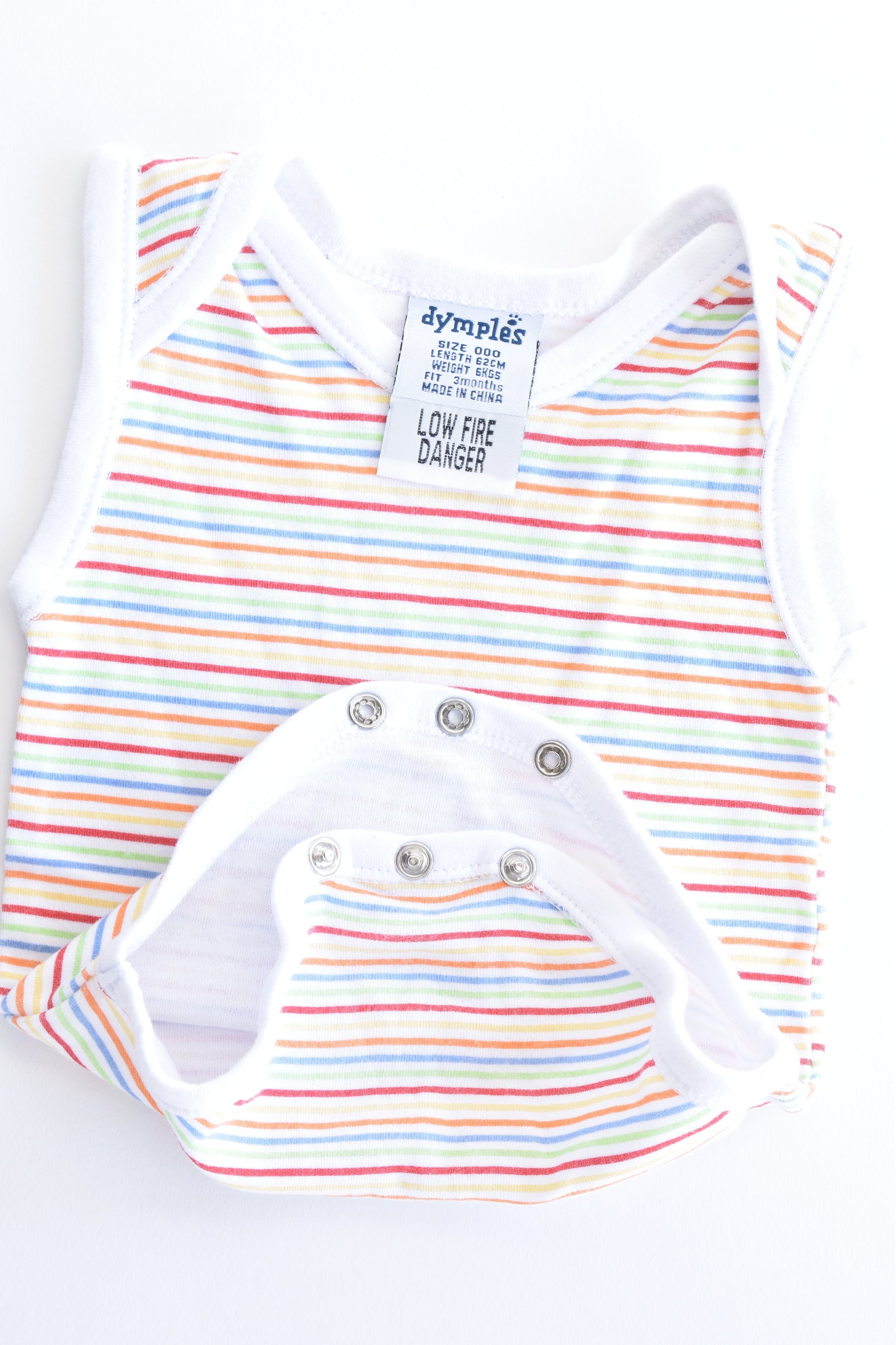 NEW Dymples Size 000 (62 cm) Rainbow Stripes Bodysuit
