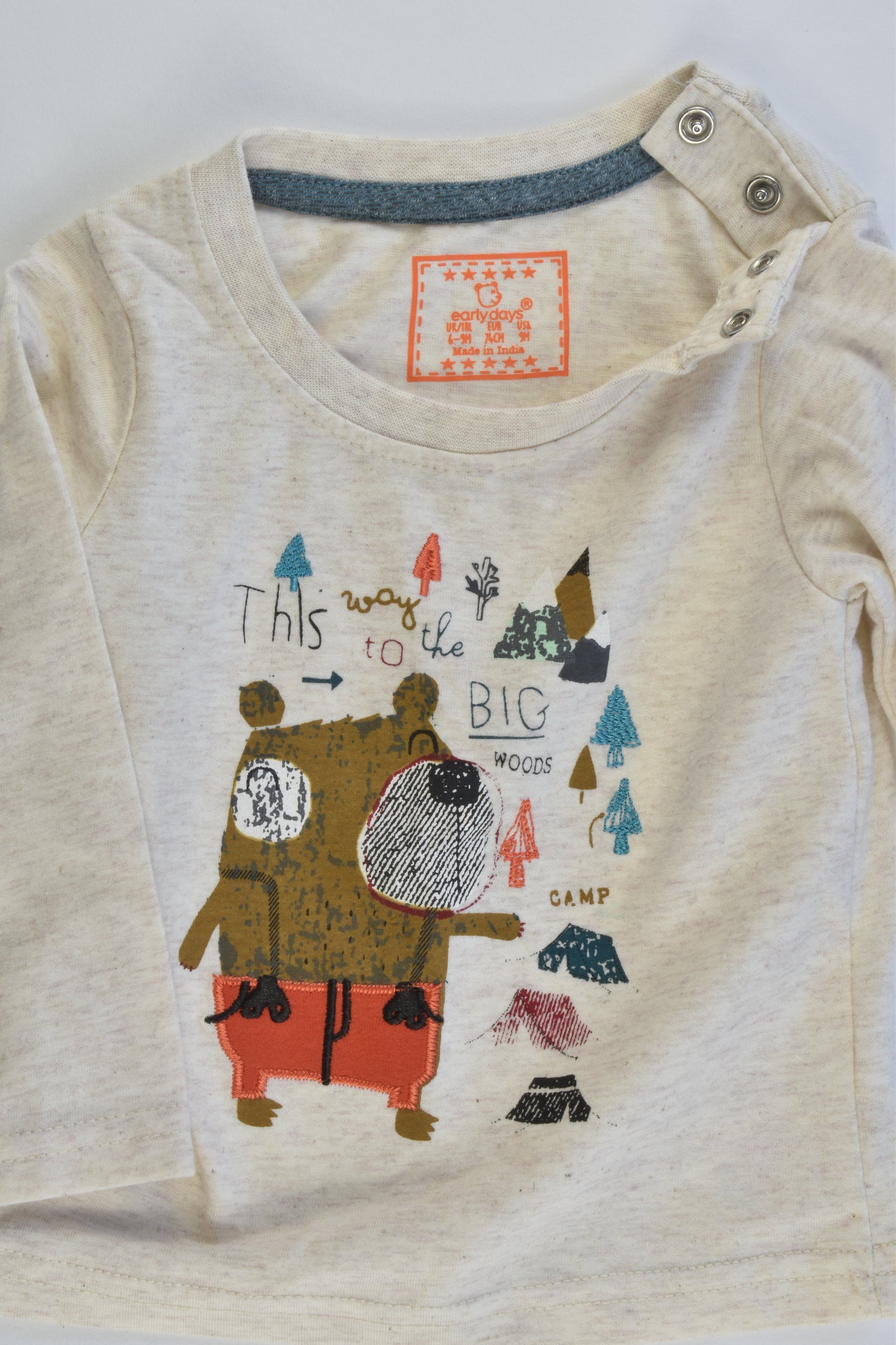 NEW Early Days Size 0 (74 cm) 'This Way To The Big Woods' Top