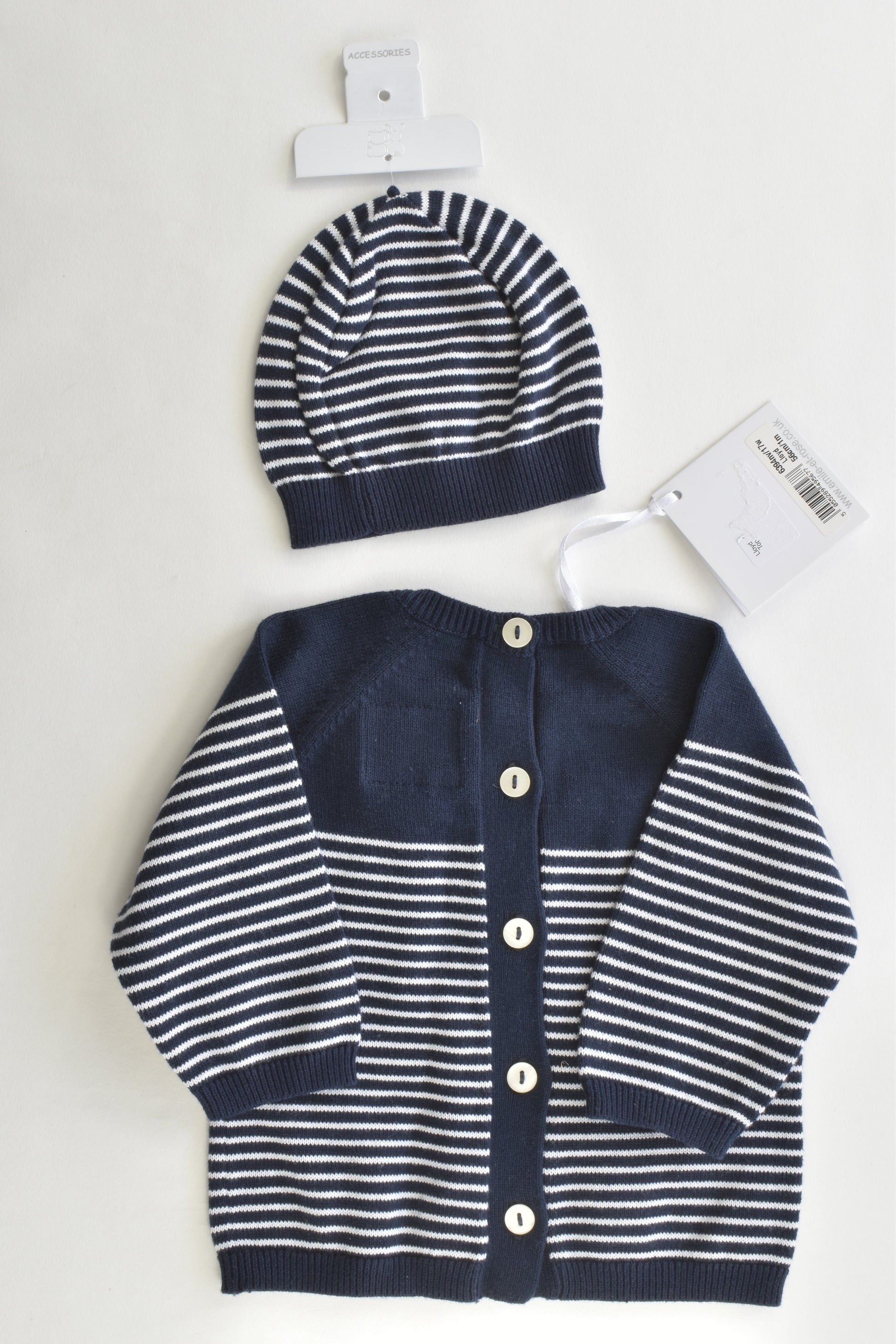 NEW Emile et Rose (UK) Size Up to 1 month (56 cm) Knitted Jumper and Beanie