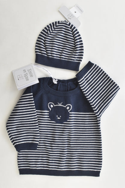 NEW Emile et Rose (UK) Size Up to 1 month (56 cm) Knitted Jumper and Beanie