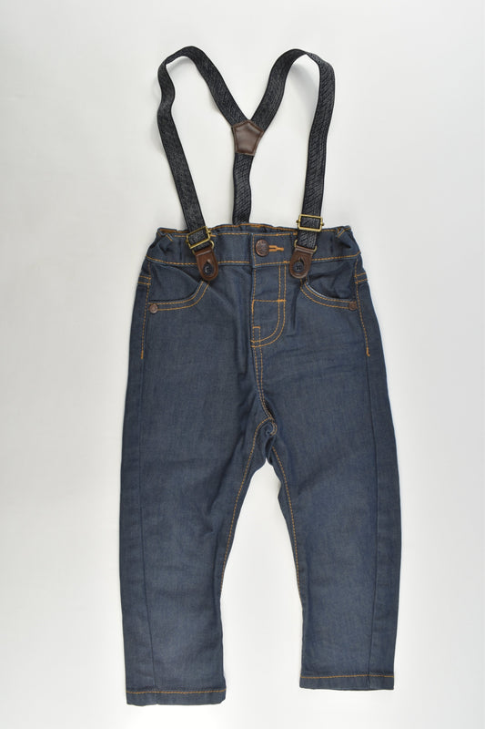 NEW F&F Size 18-24 months Stretchy Suspender Denim Pants