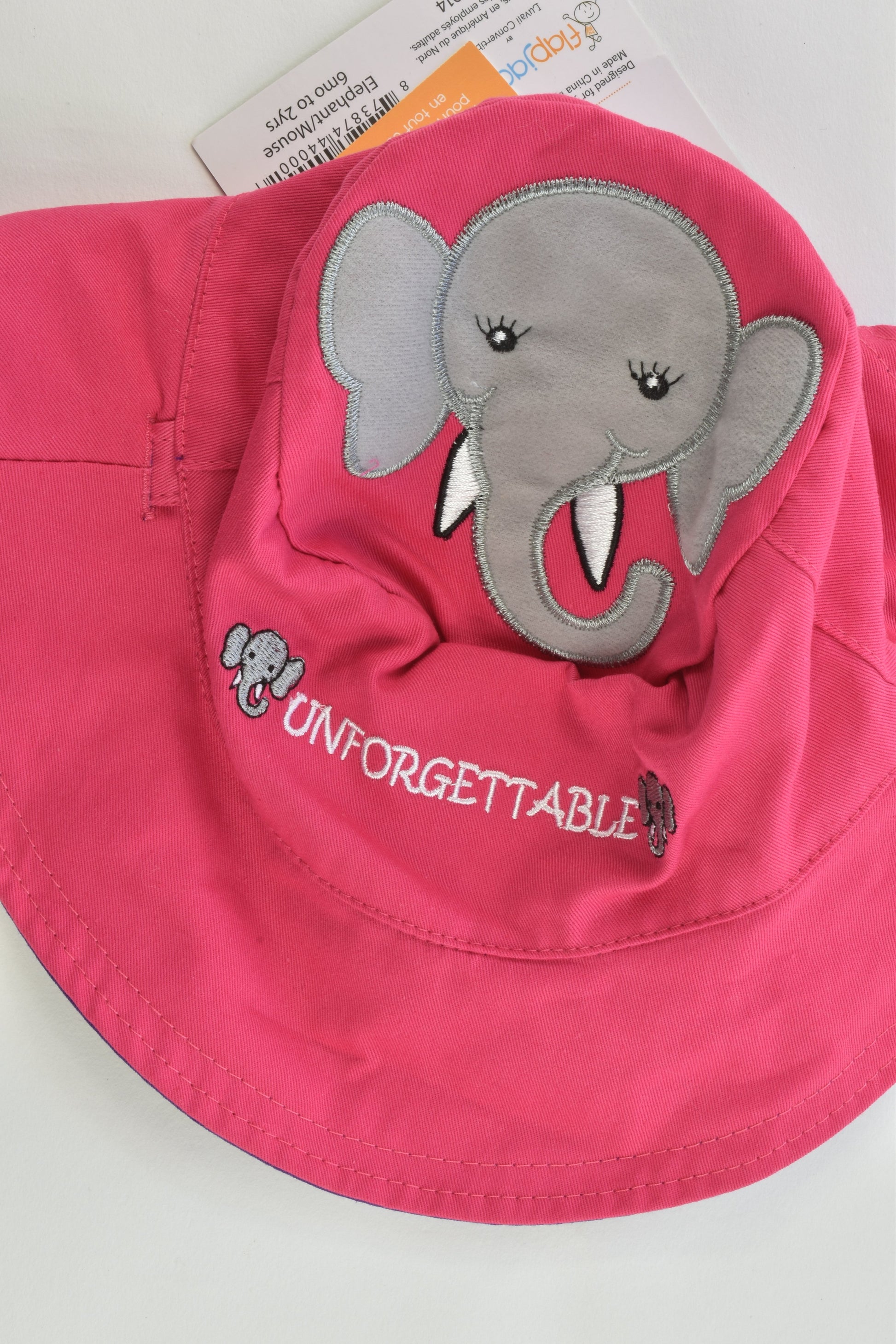 NEW FlapJack Kids Size 6-24 months Reversible Mouse/Elephant Sun Hat