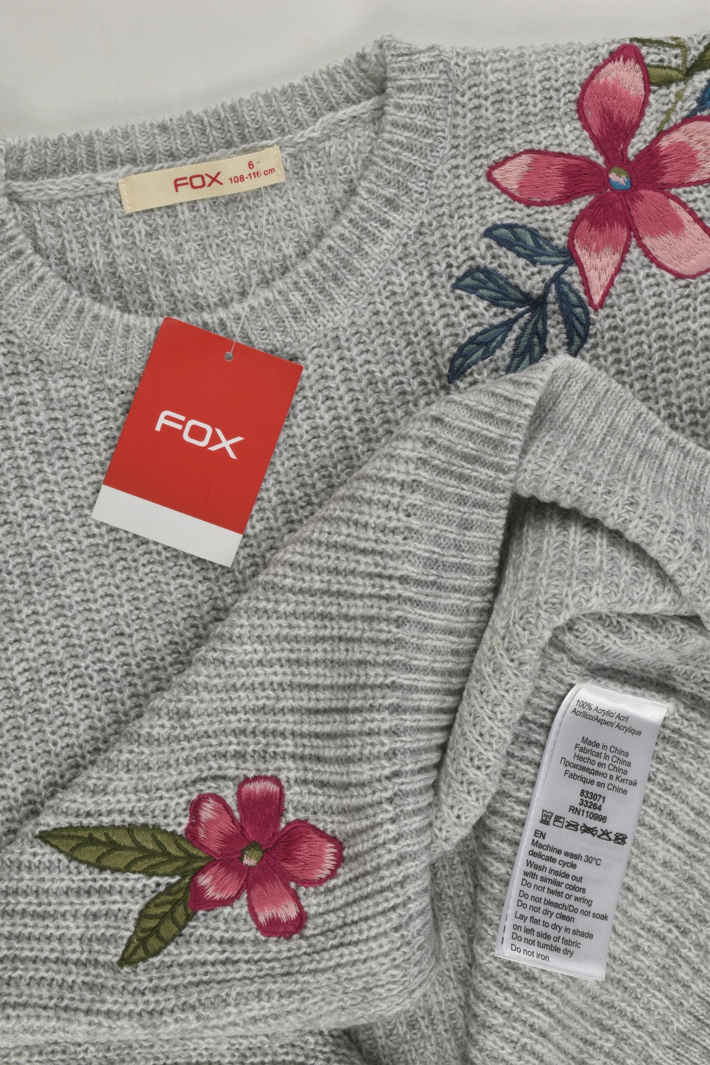NEW Fox Size 6 (108-116 cm) Flowers and Butterfly Knit Jumper