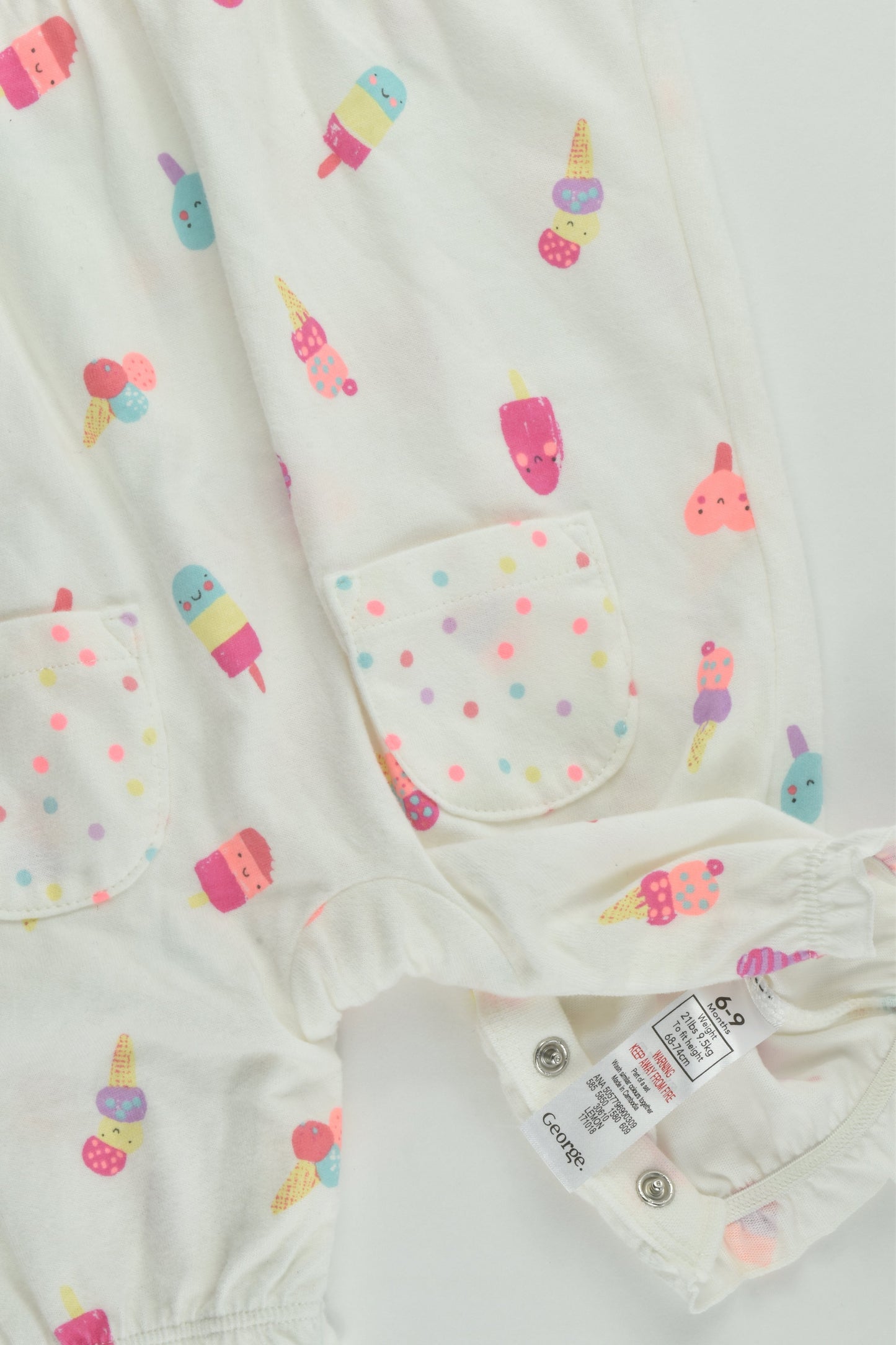 NEW George Size 0 (6-9 months, 68-74 cm) Ice Creams Short Playsuit