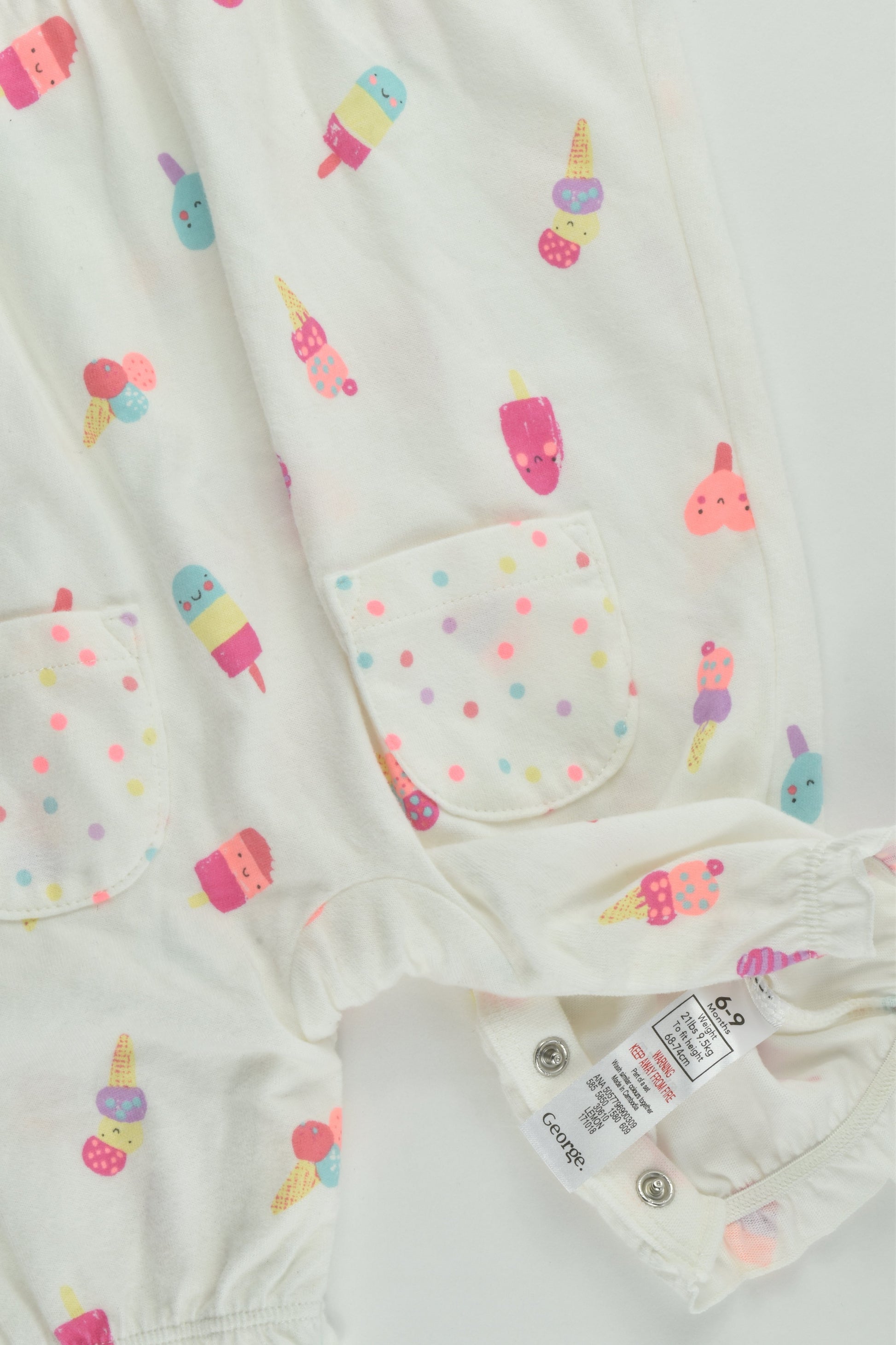 NEW George Size 0 (6-9 months, 68-74 cm) Ice Creams Short Playsuit