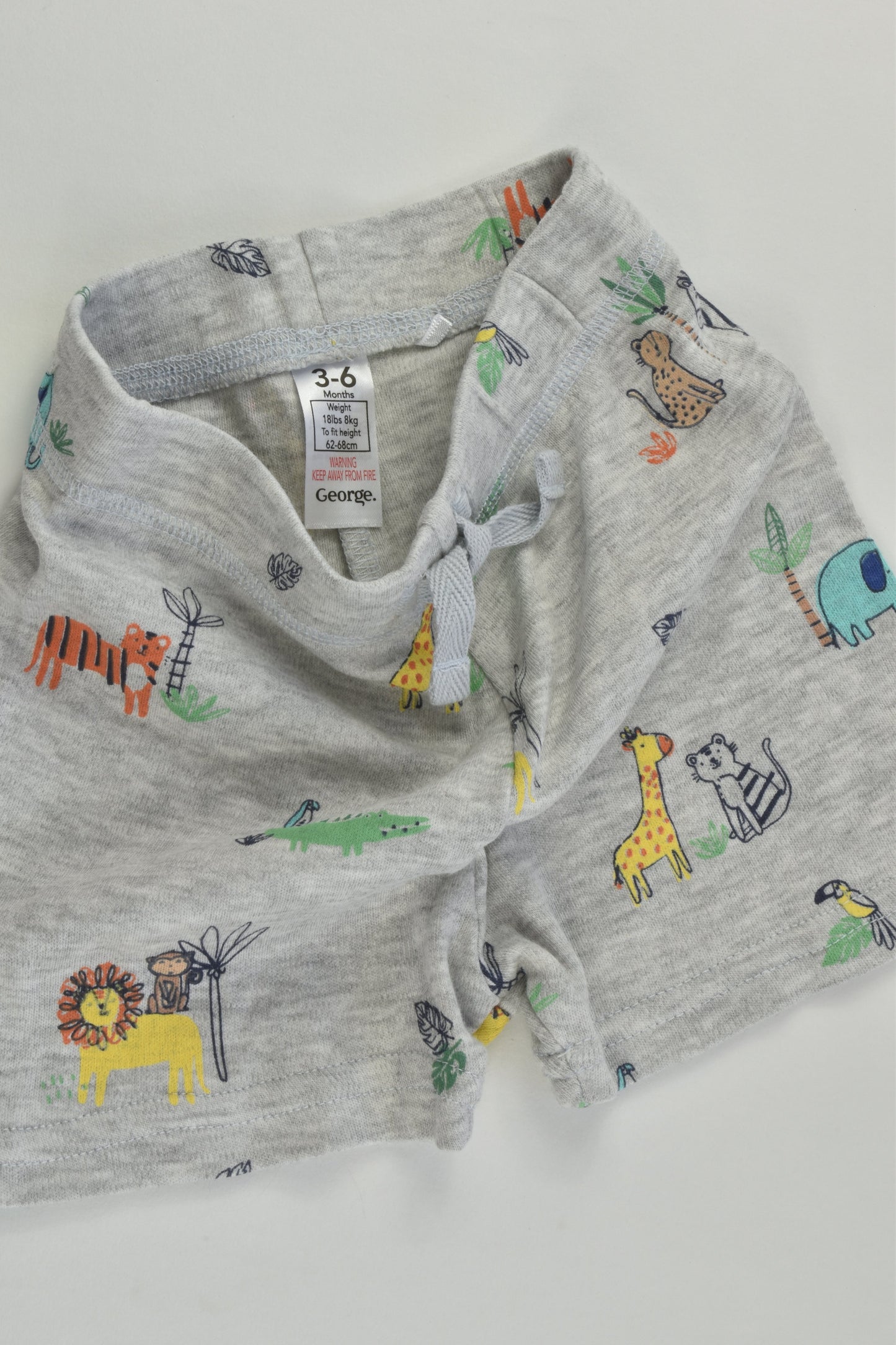 NEW George Size 00 (3-6 months) Animals Grey Shorts