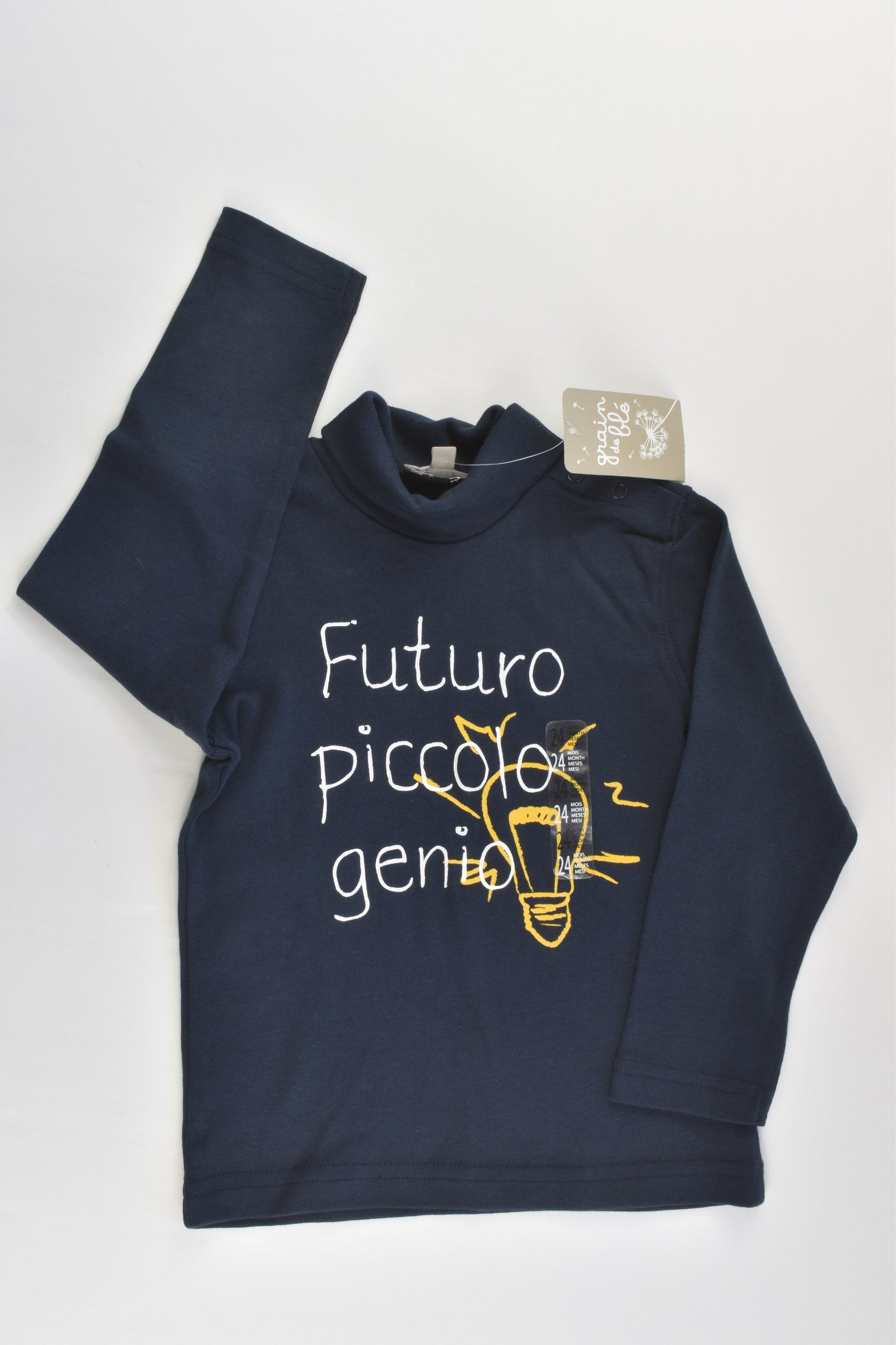 NEW Grain De Blé Size 1 (24 months, 86 cm) 'Futuro Piccolo Genio' Turtle Neck Top
