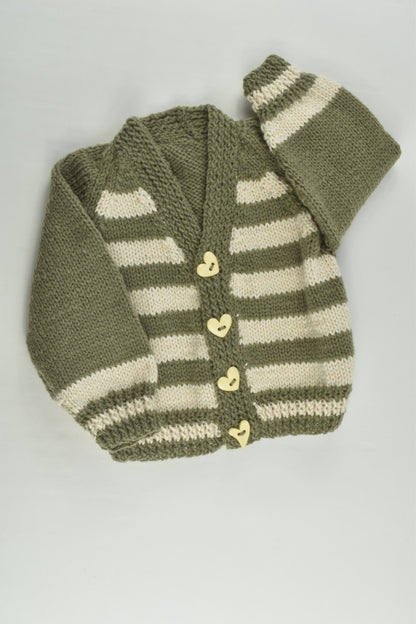 NEW Handmade Size approx 0-1 Love Hearts Buttons Knitted Cardigan