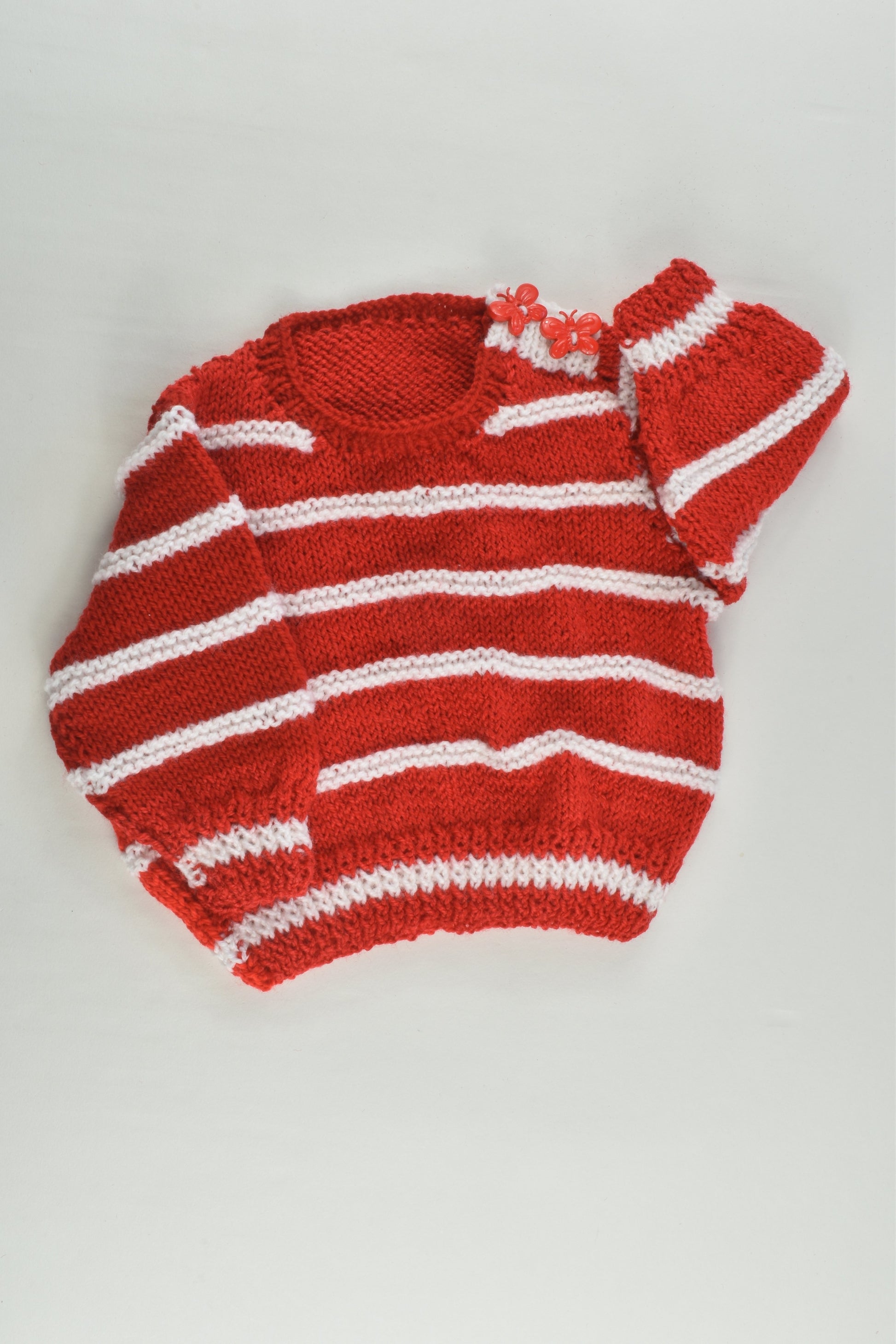 NEW Handmade Size approx 00 Butterfly Buttons Knitted Jumper
