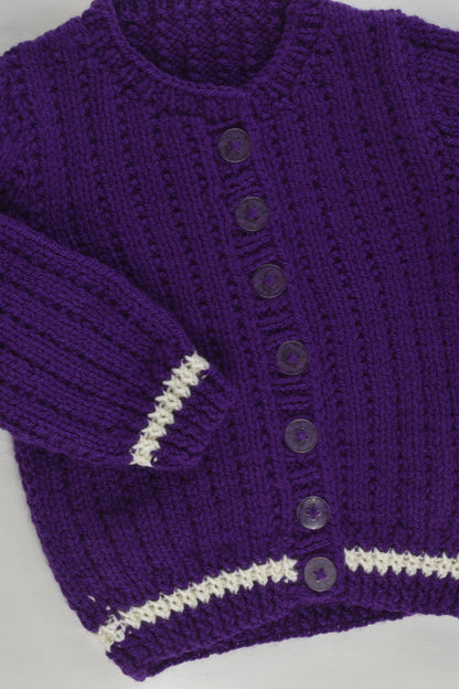 NEW Handmade Size approx 00 Purple Knitted Cardigan
