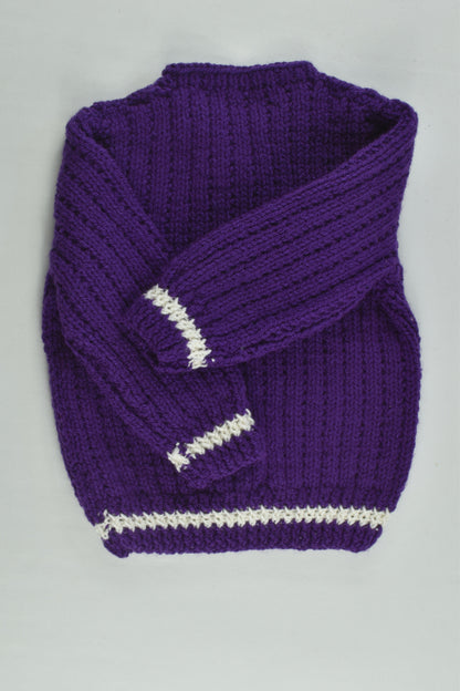 NEW Handmade Size approx 00 Purple Knitted Cardigan