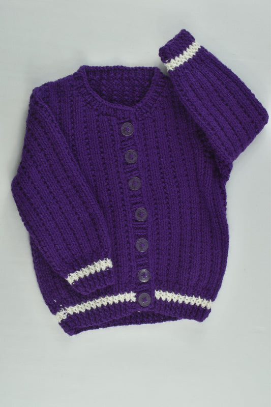 NEW Handmade Size approx 00 Purple Knitted Cardigan