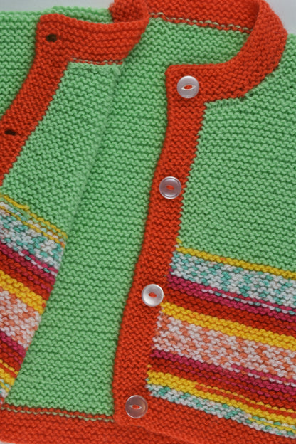 NEW Handmade Size approx 1-2 Colourful Knitted Cardigan