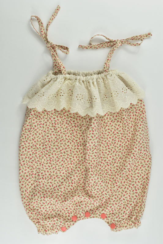 NEW Handmade Size approx 1-2 Short Floral Playsuit with Lace Collar