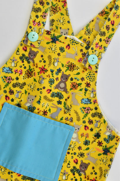 NEW Handmade Size approx 1 Forest Animals Lined Cord Overalls