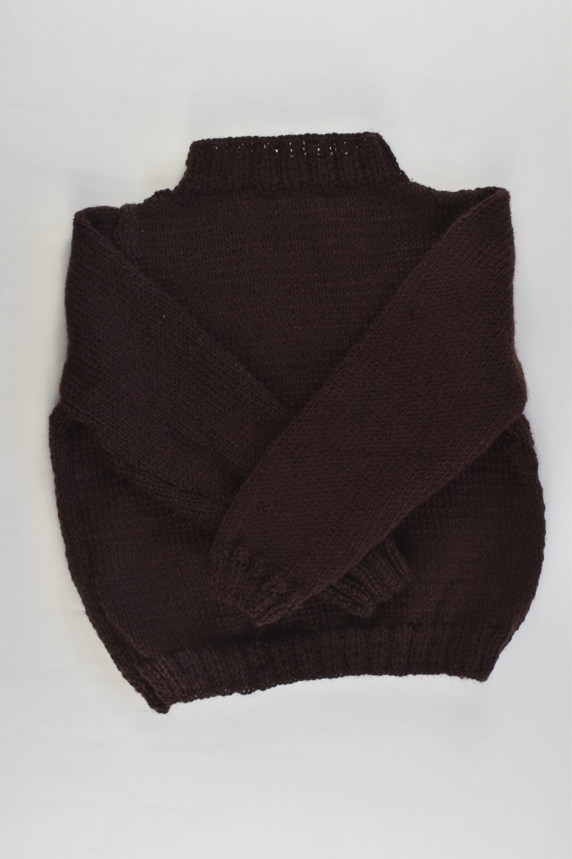 NEW Handmade Size approx 2 Brown Knitted Jumper