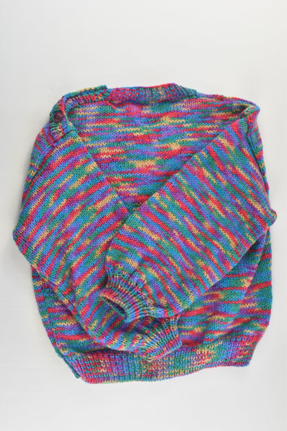NEW Handmade Size approx 4-6 Rainbow Stripes Knitted Jumper