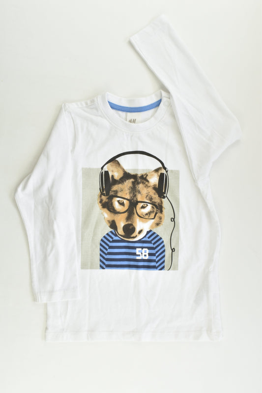 NEW H&M Size 2 (92 cm) Dog with Headphones Top