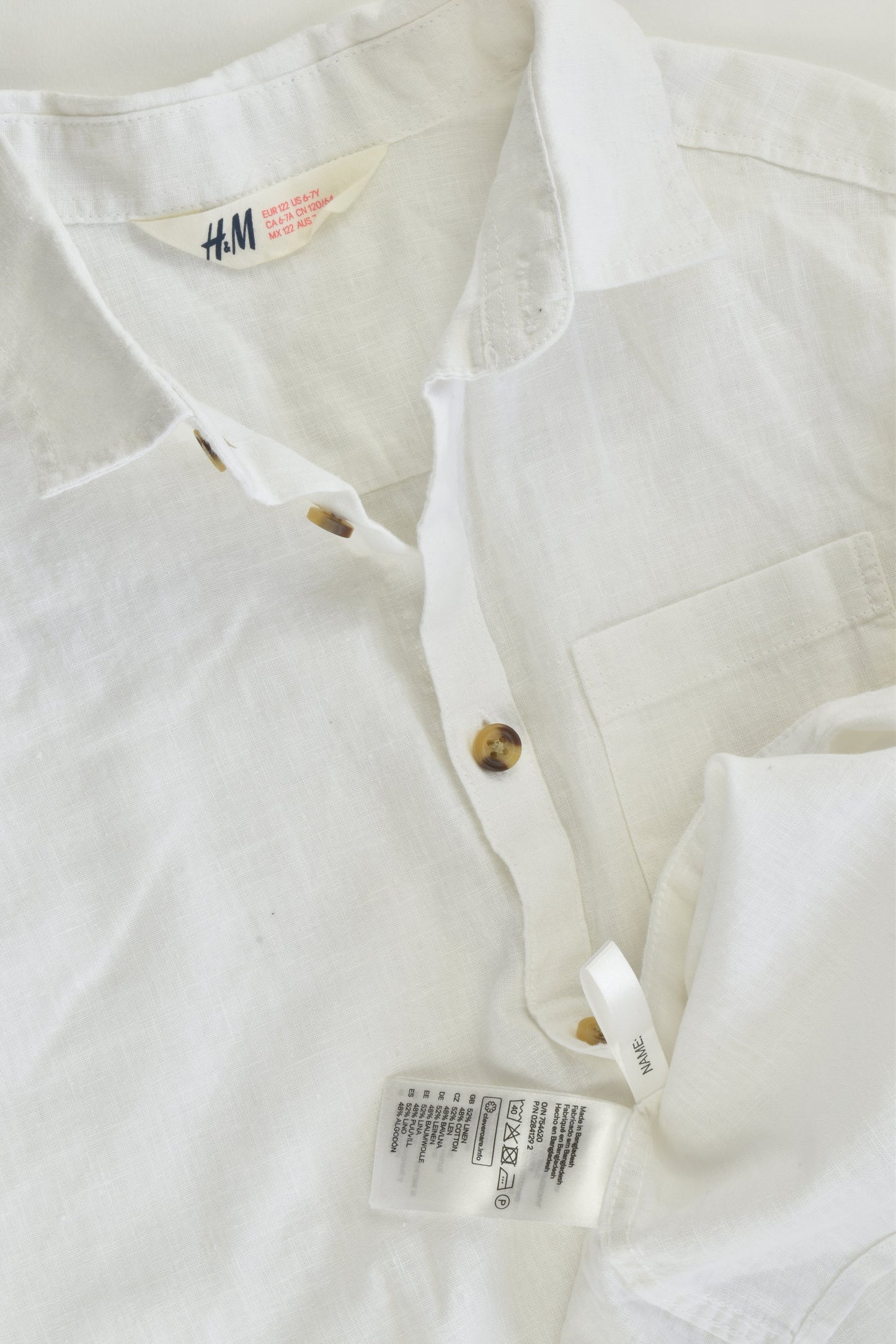 NEW H&M Size 7 (122 cm) Linen/Cotton Shirt