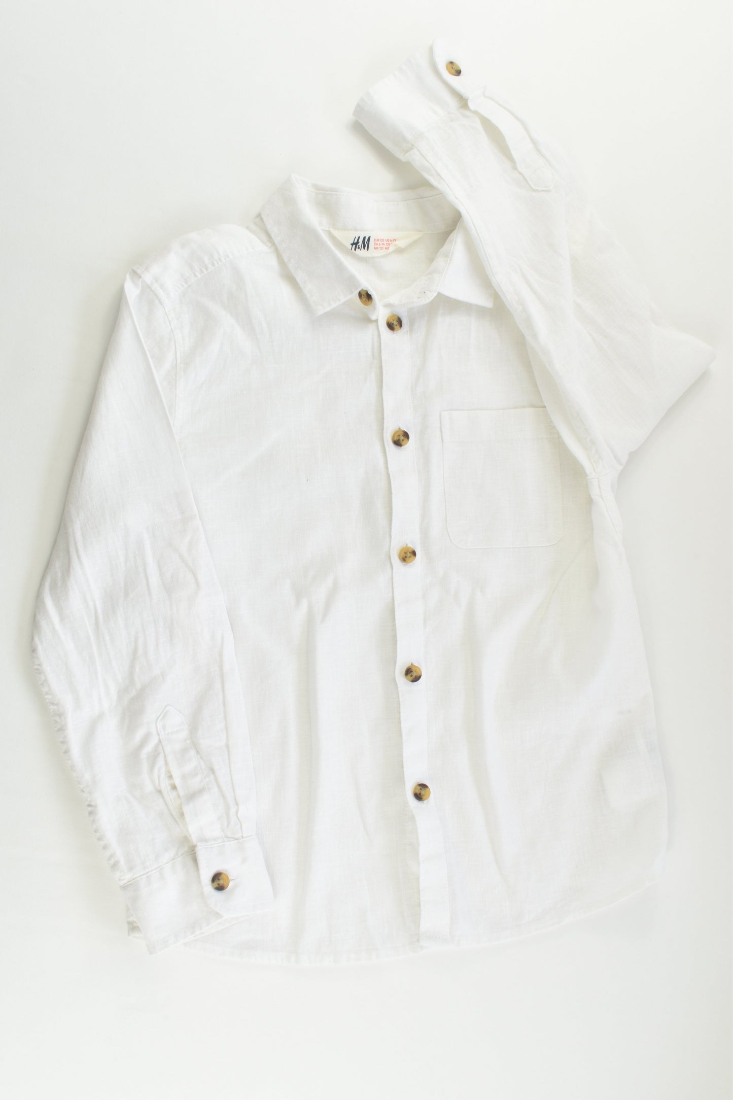 NEW H&M Size 7 (122 cm) Linen/Cotton Shirt