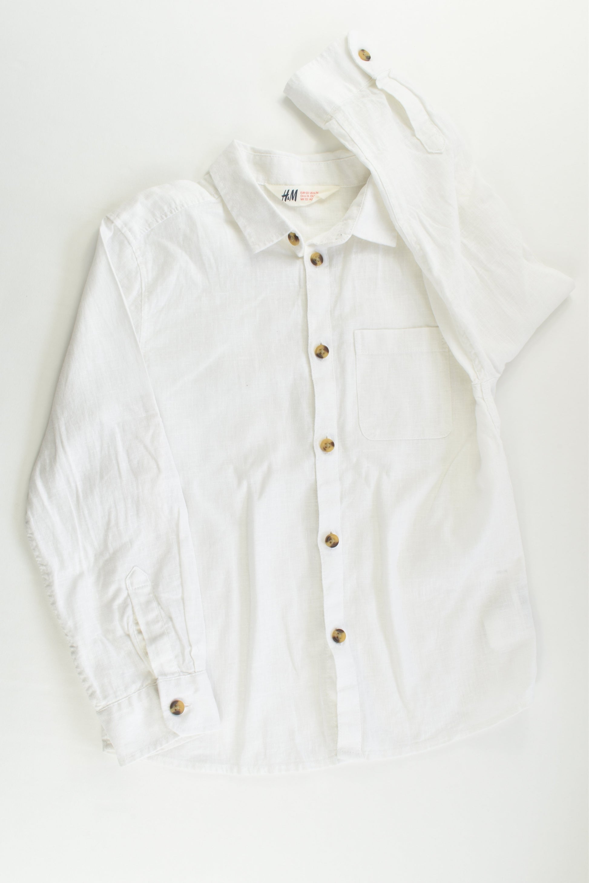 NEW H&M Size 7 (122 cm) Linen/Cotton Shirt