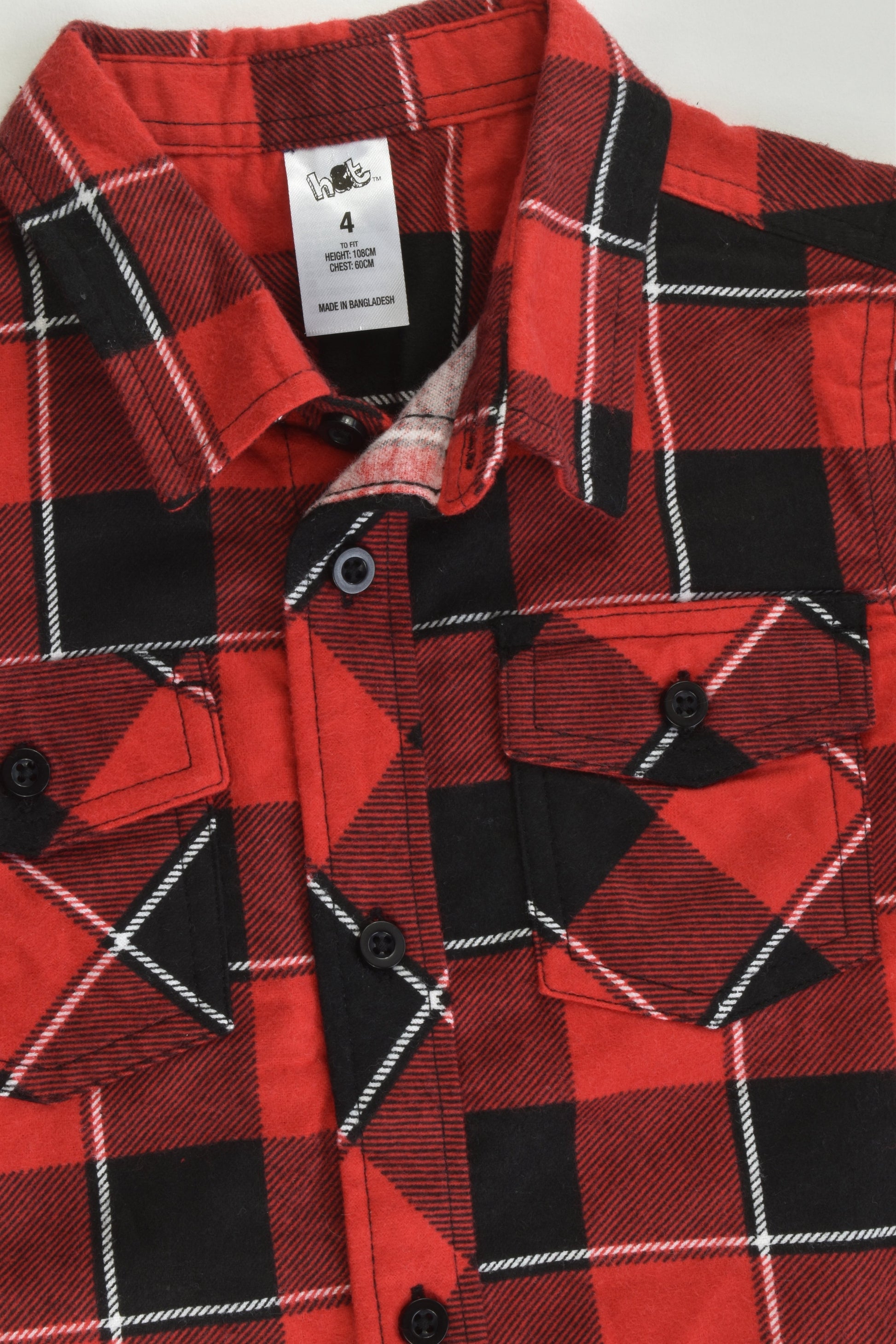 NEW H&T Size 4 Checked Winter Shirt