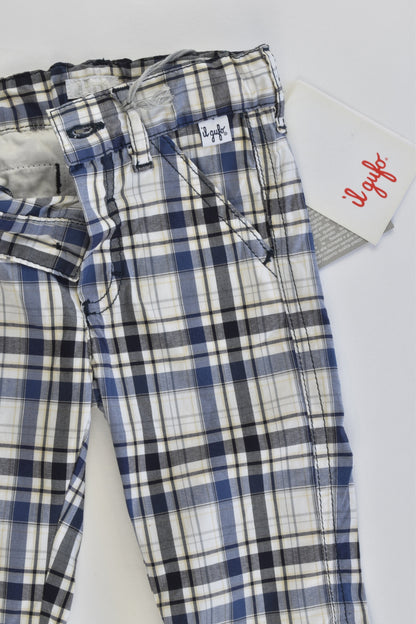 NEW Il Gufo (Italy) Size 000-00 (3 months) Stetchy Lightweight Checked Pants