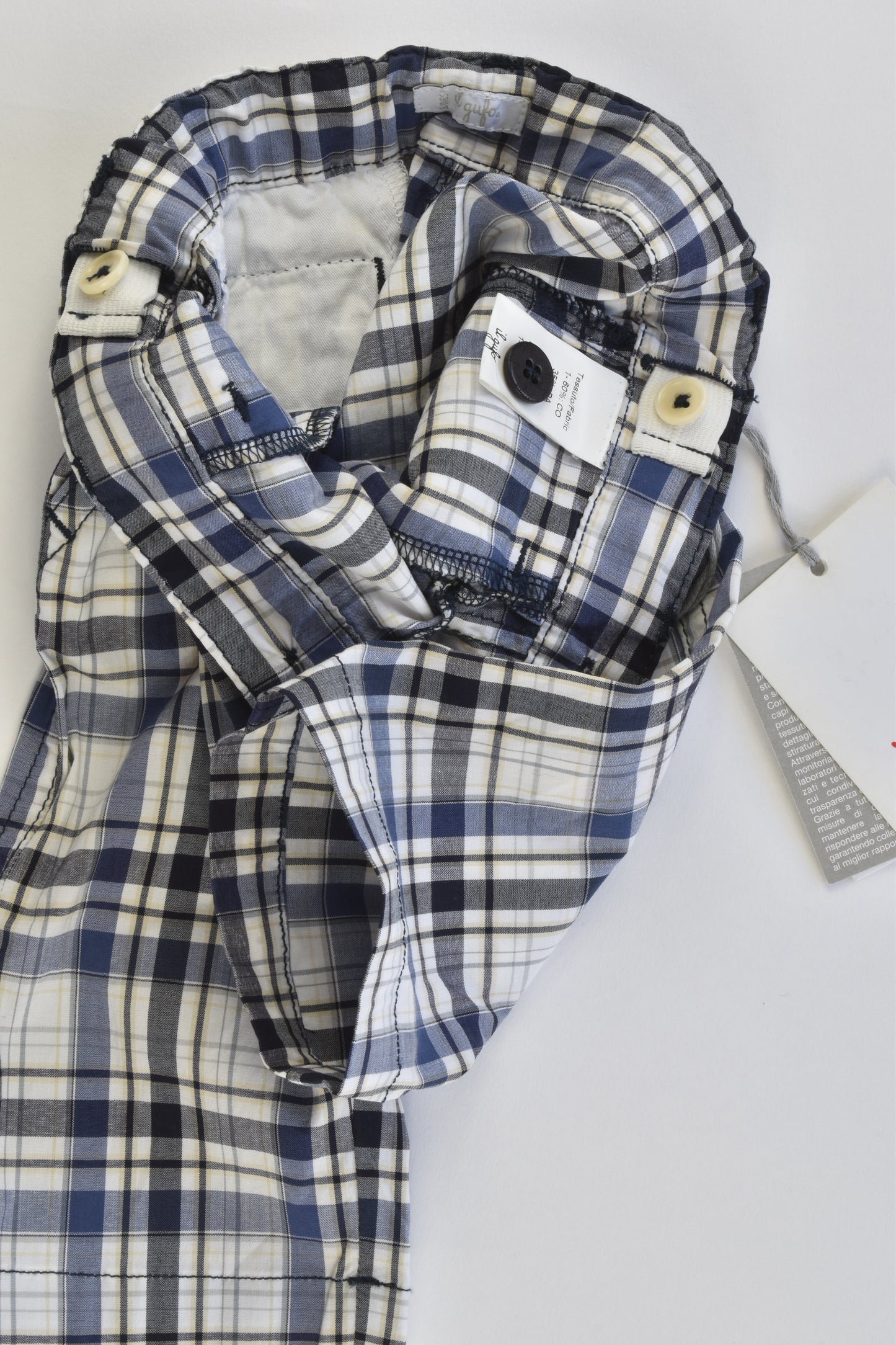 NEW Il Gufo (Italy) Size 000-00 (3 months) Stetchy Lightweight Checked Pants