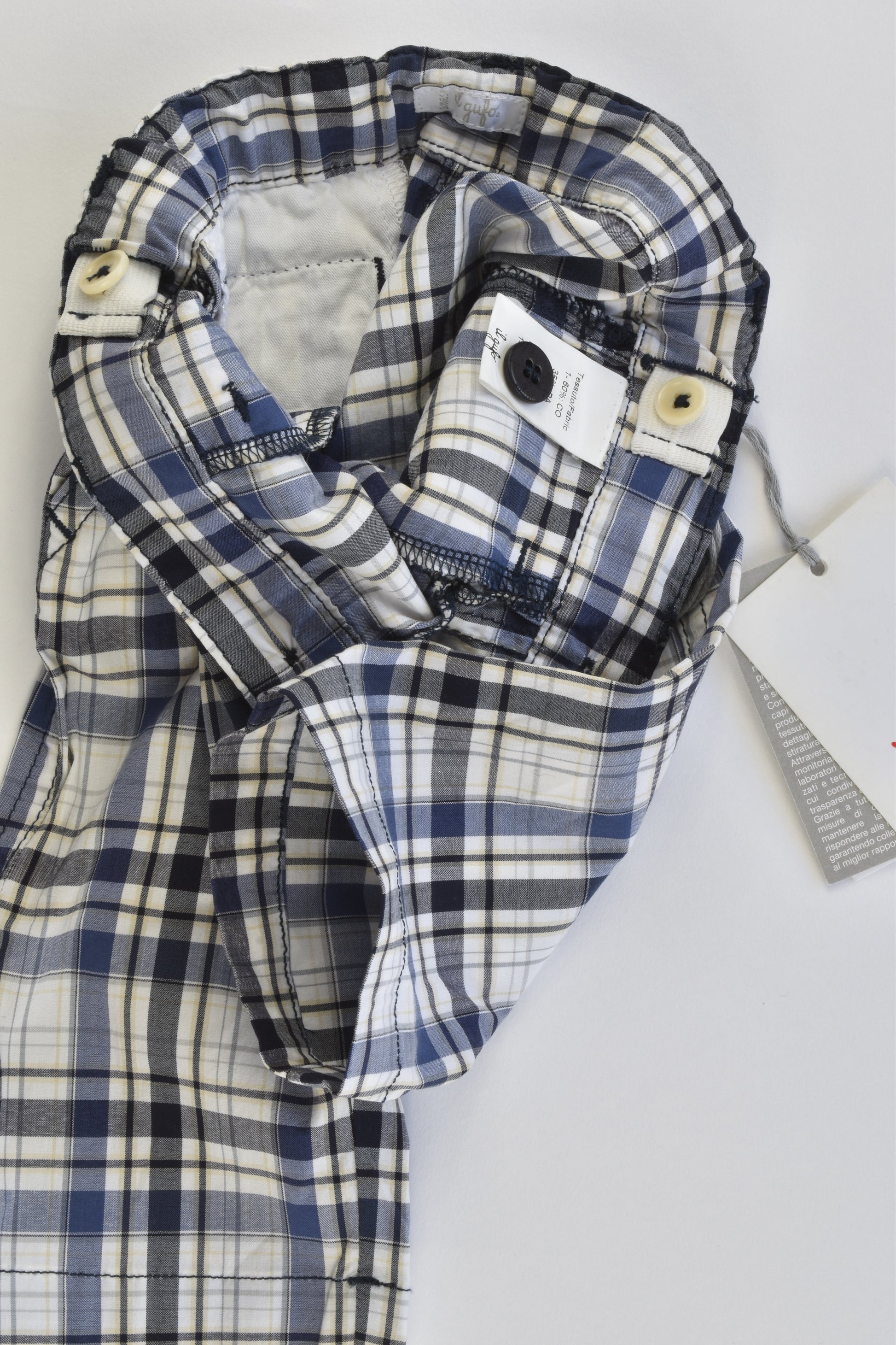 NEW Il Gufo (Italy) Size 000-00 (3 months) Stetchy Lightweight Checked Pants