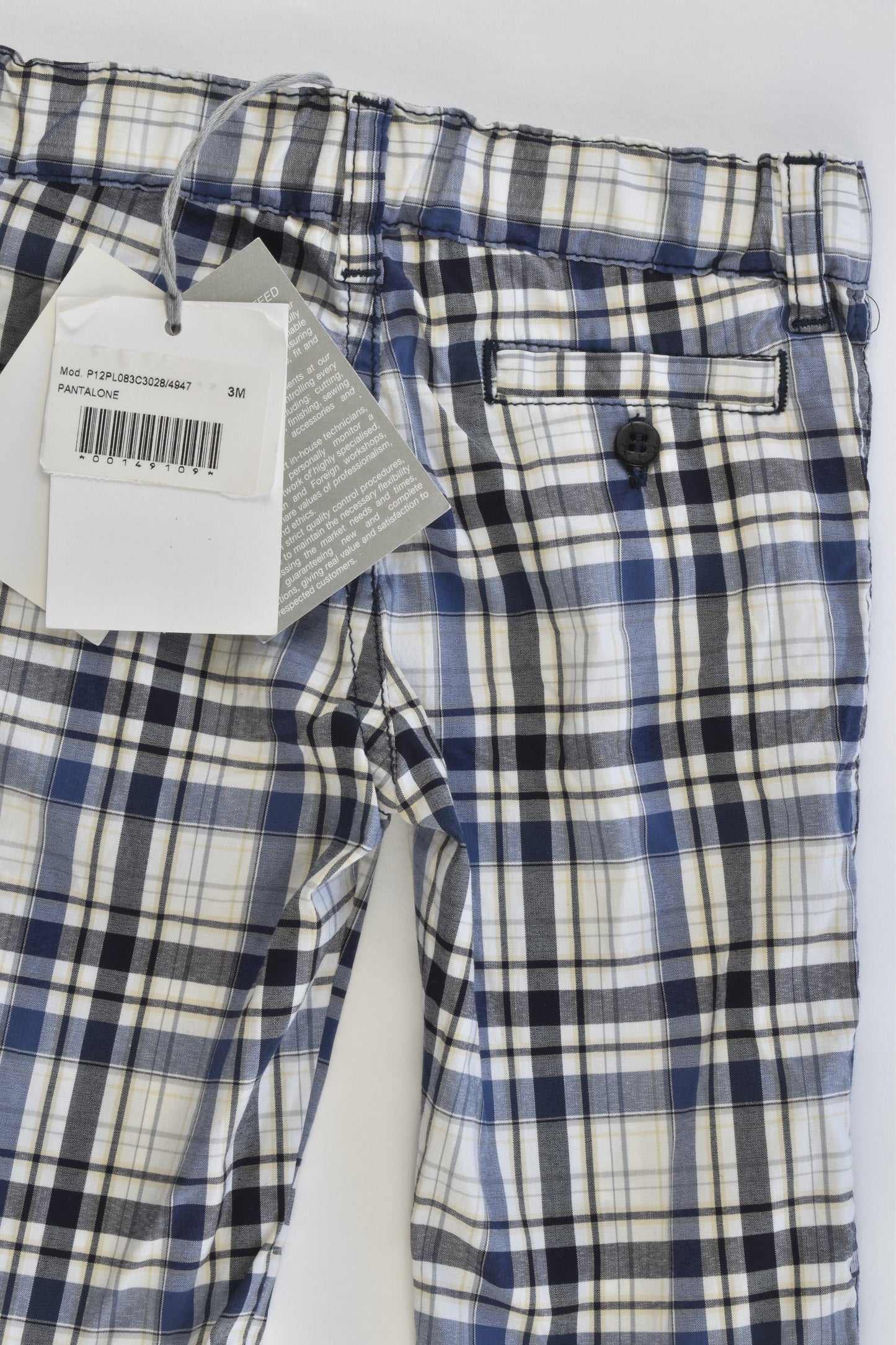 NEW Il Gufo (Italy) Size 000-00 (3 months) Stetchy Lightweight Checked Pants