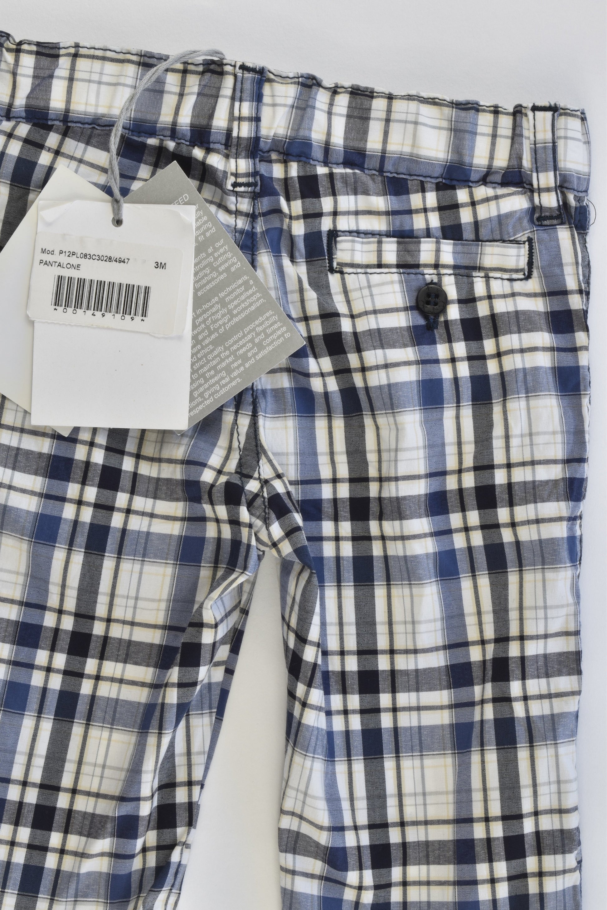 NEW Il Gufo (Italy) Size 000-00 (3 months) Stetchy Lightweight Checked Pants