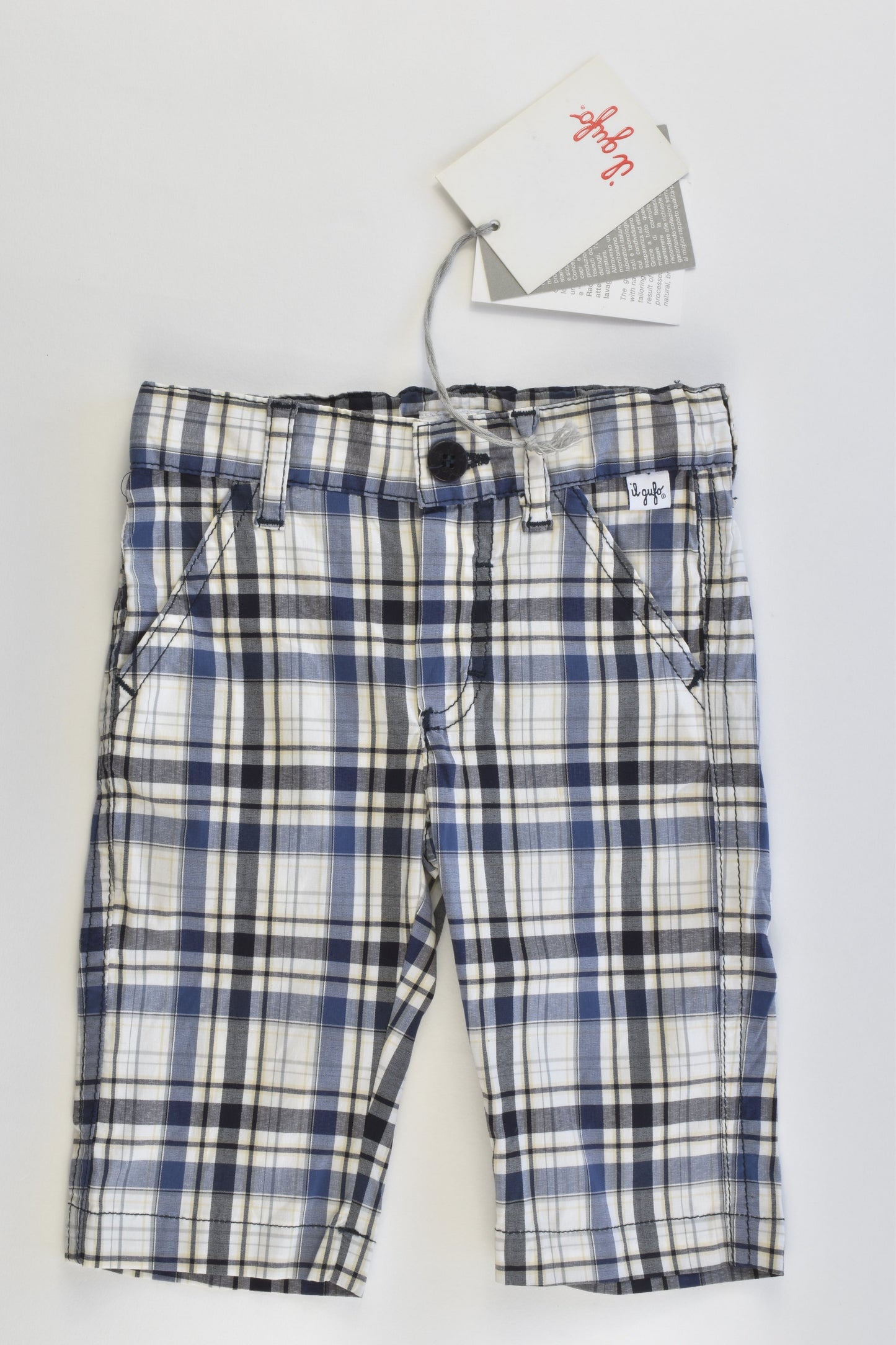 NEW Il Gufo (Italy) Size 000-00 (3 months) Stetchy Lightweight Checked Pants
