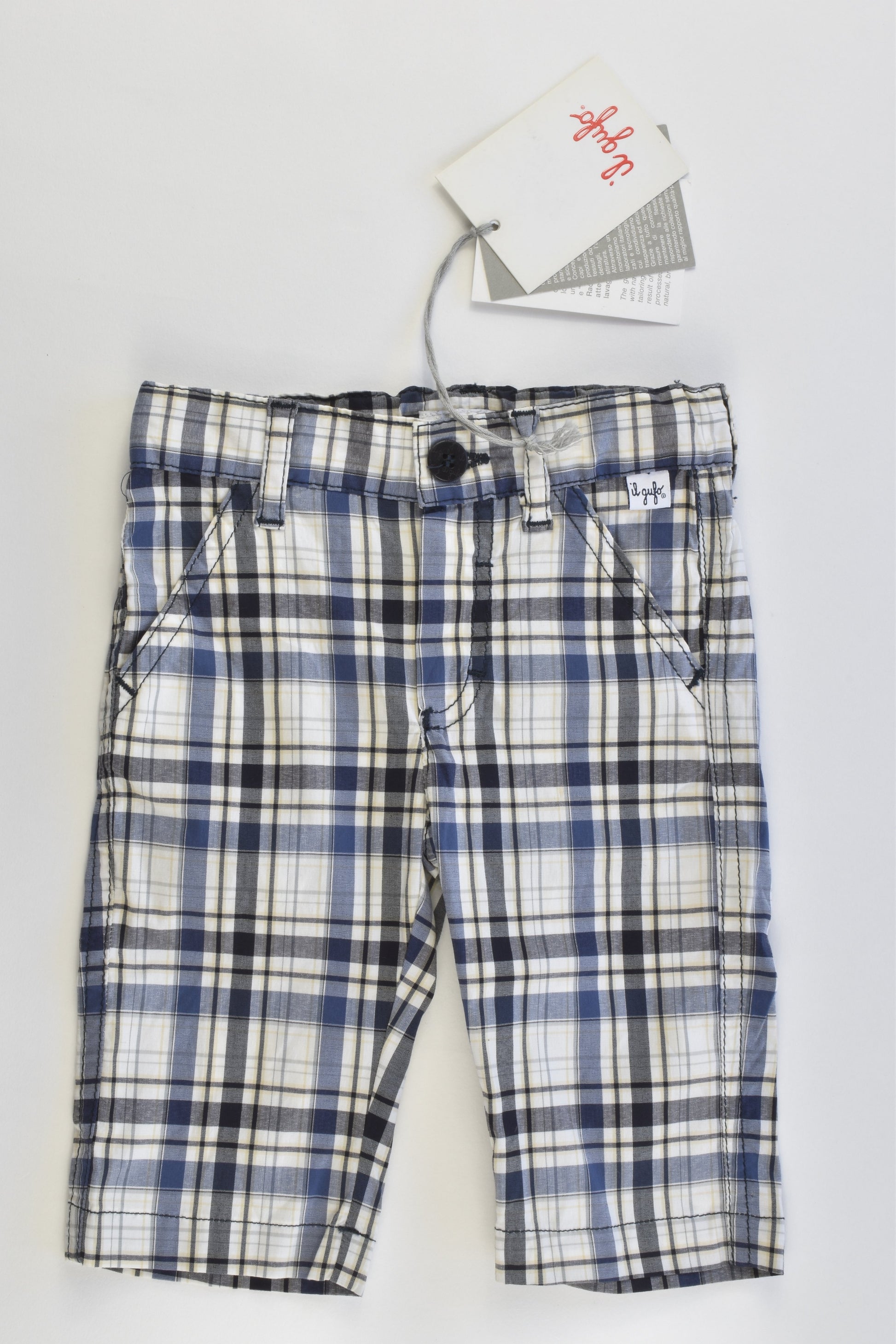 NEW Il Gufo (Italy) Size 000-00 (3 months) Stetchy Lightweight Checked Pants