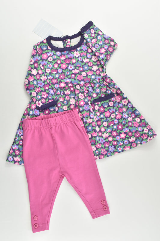 NEW JoJo Maman Bébé (UK) Size 000 (0-3 months) Mulberry Bloom Dress and Matching Leggings