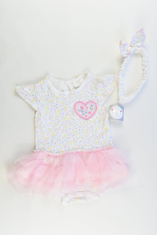 NEW Kids Center Size 0-3 months Bodysuit with Tulle and Matching Headband