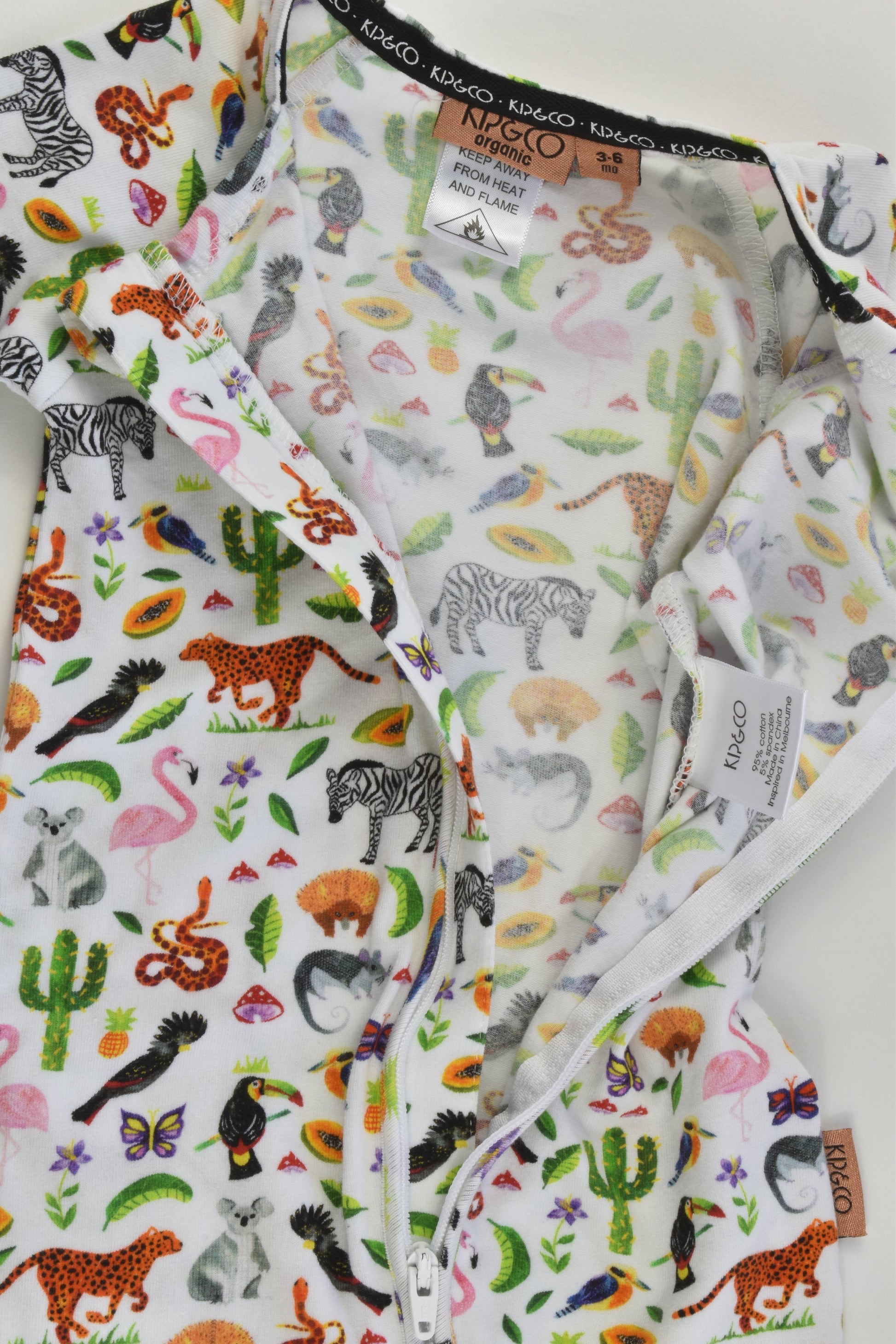 NEW Kip & Co Size 00 (3-6 months) Organic Colorful Animals Romper