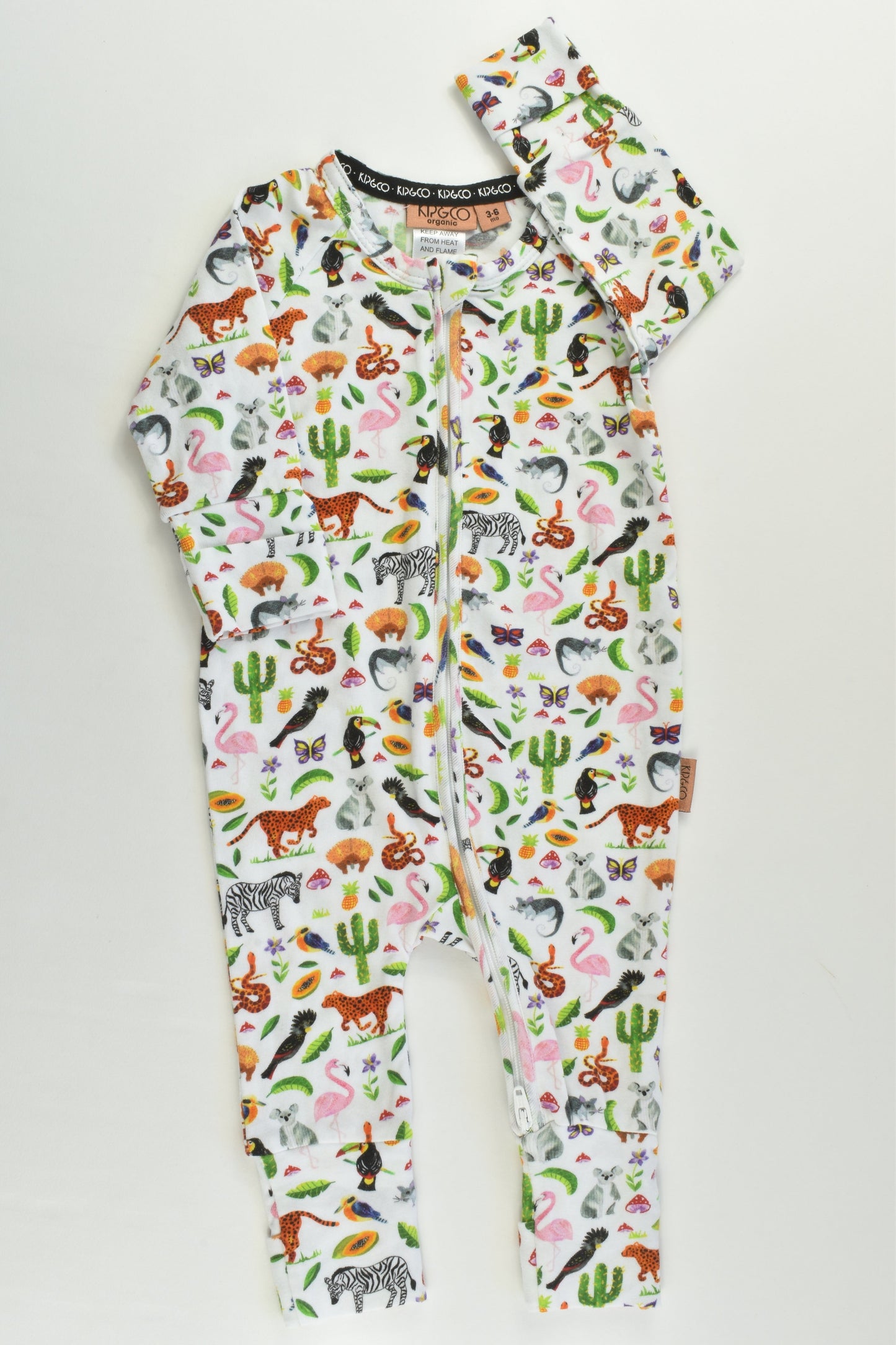 NEW Kip & Co Size 00 (3-6 months) Organic Colorful Animals Romper