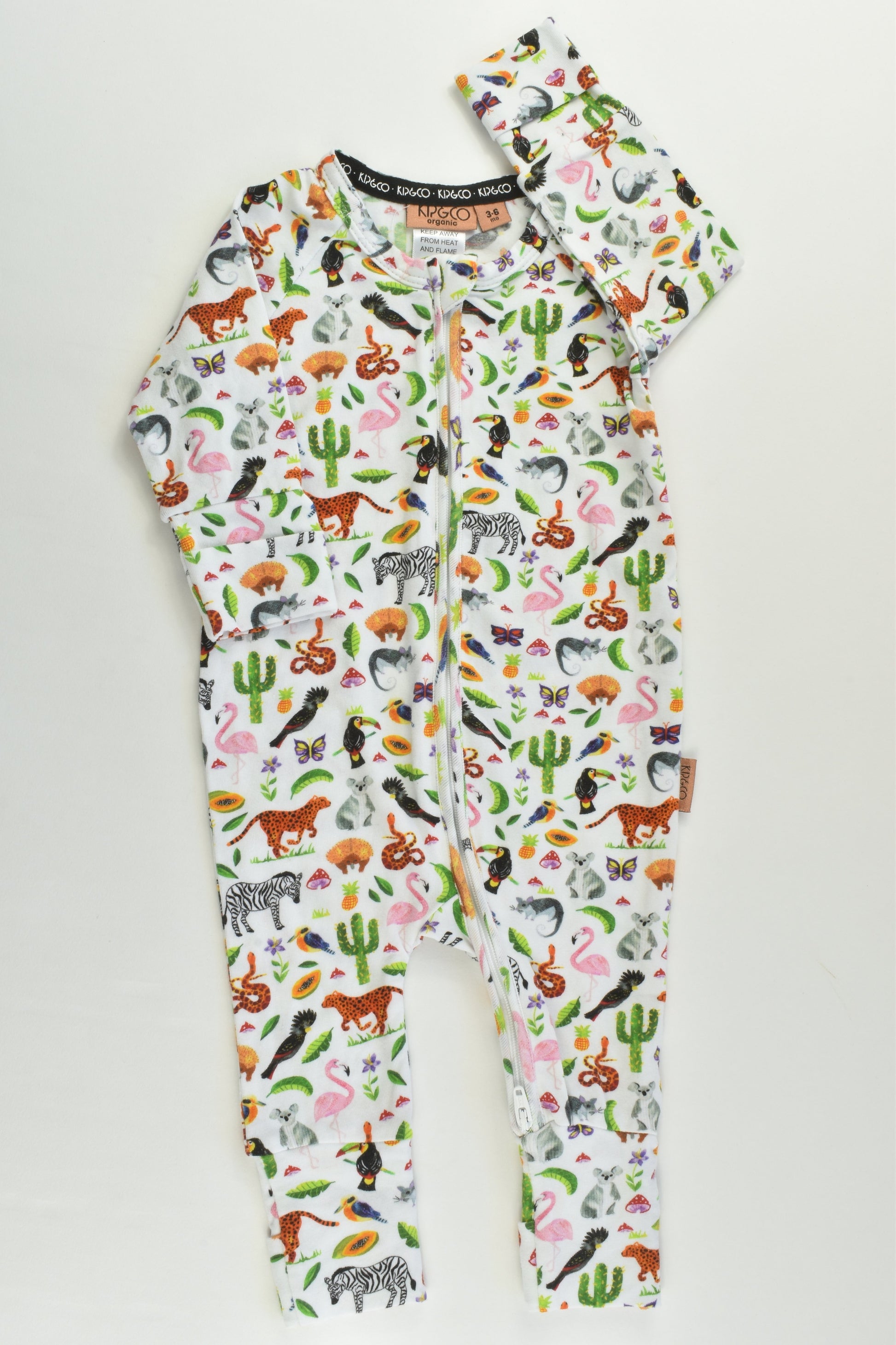 NEW Kip & Co Size 00 (3-6 months) Organic Colorful Animals Romper