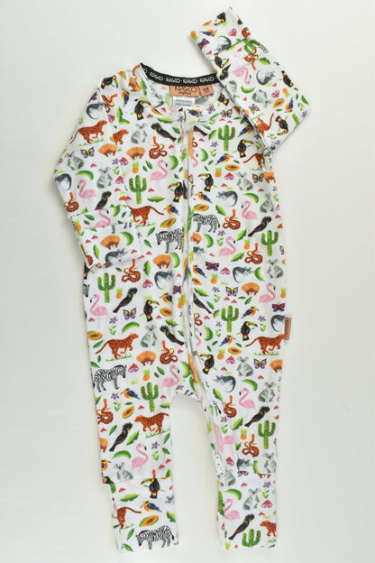 NEW Kip & Co Size 00 (3-6 months) Organic Colorful Animals Romper