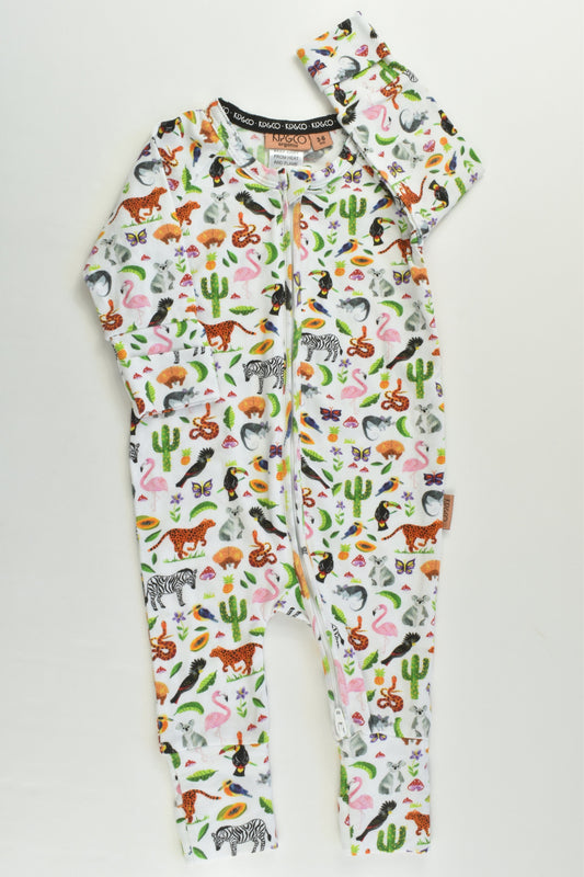 NEW Kip & Co Size 00 (3-6 months) Organic Colorful Animals Romper