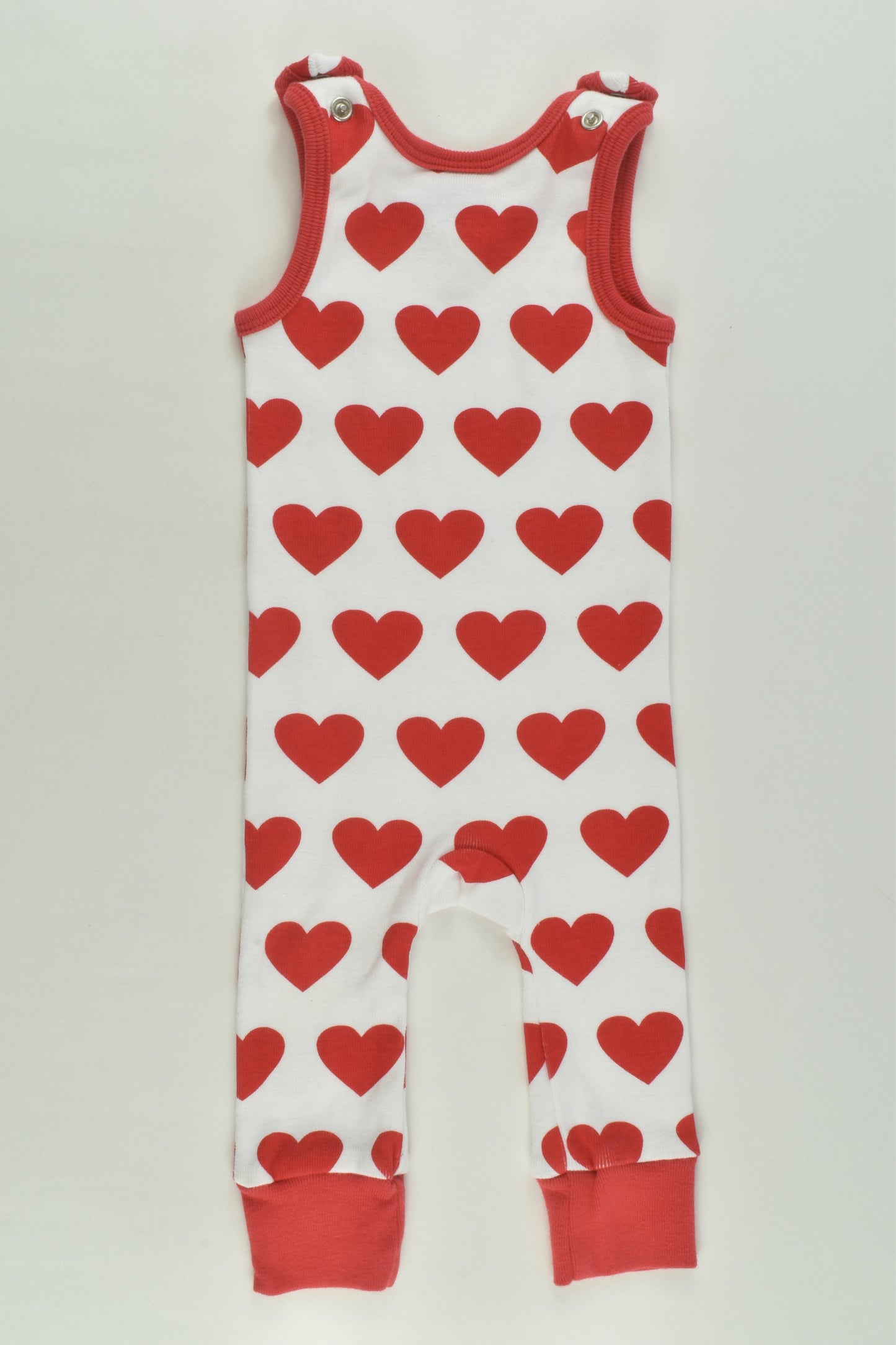 NEW Kram Barnkläder Size 000 (50/56 cm) Retro Hearts Cotton Overalls