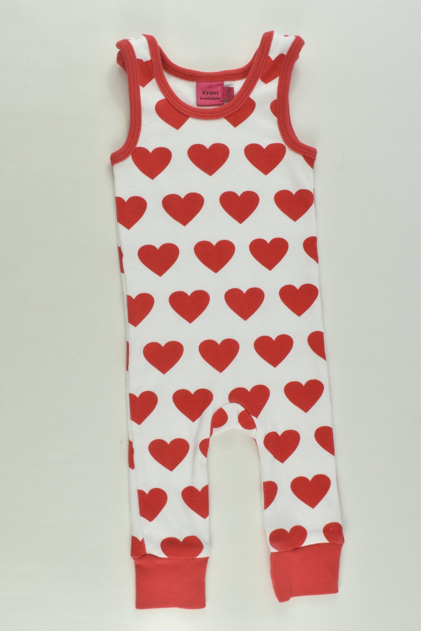 NEW Kram Barnkläder Size 000 (50/56 cm) Retro Hearts Cotton Overalls