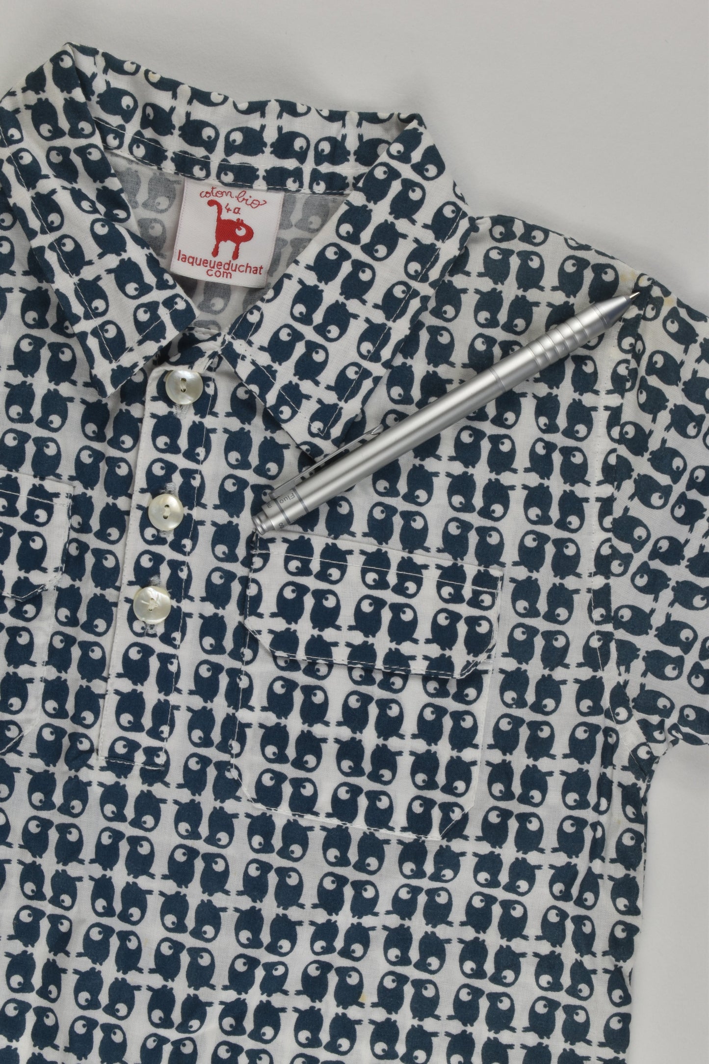 NEW La Queue Du Chat (France) Size 4 Organic and Fair Trade Collared Shirt